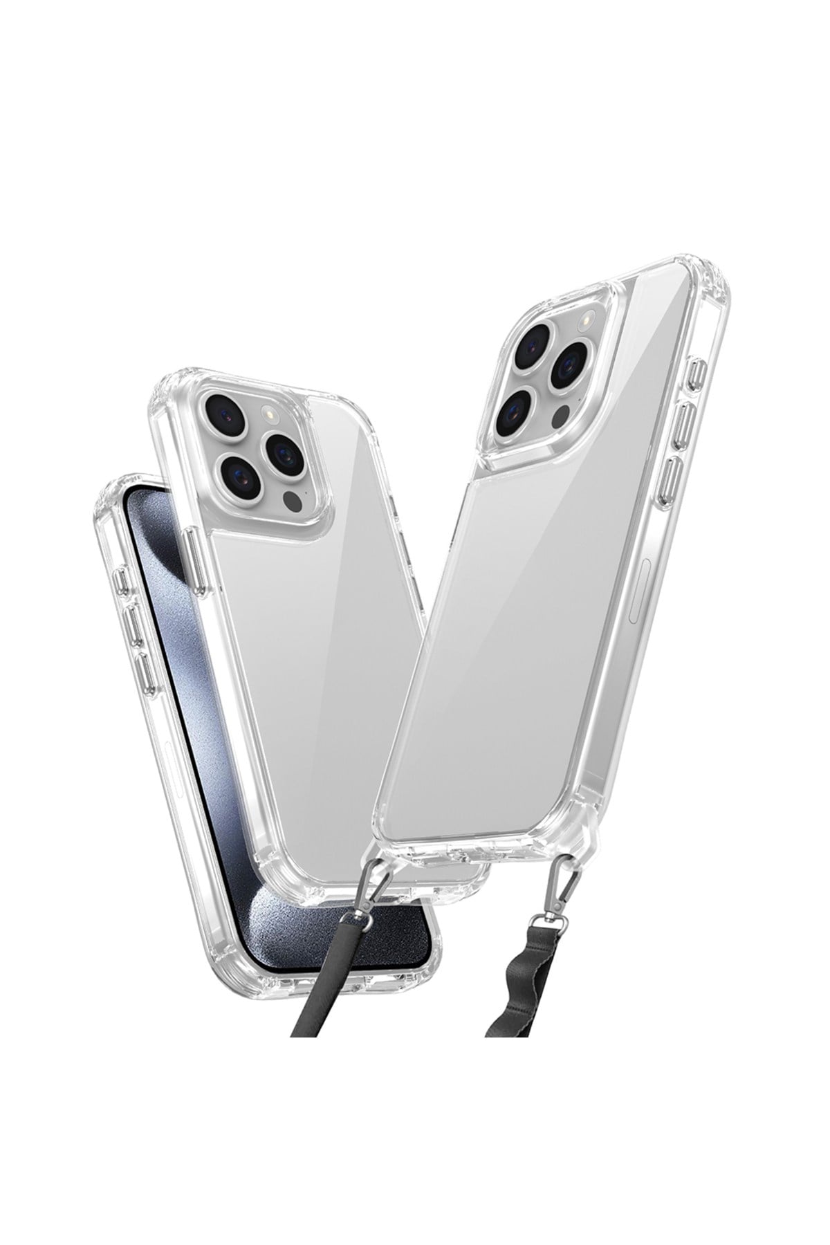 iPhone 15 Pro Max Kılıf AiHTTgli Takılabilir Askı Aparatlı NVTH Snap Silikon Kapak-Şeffaf