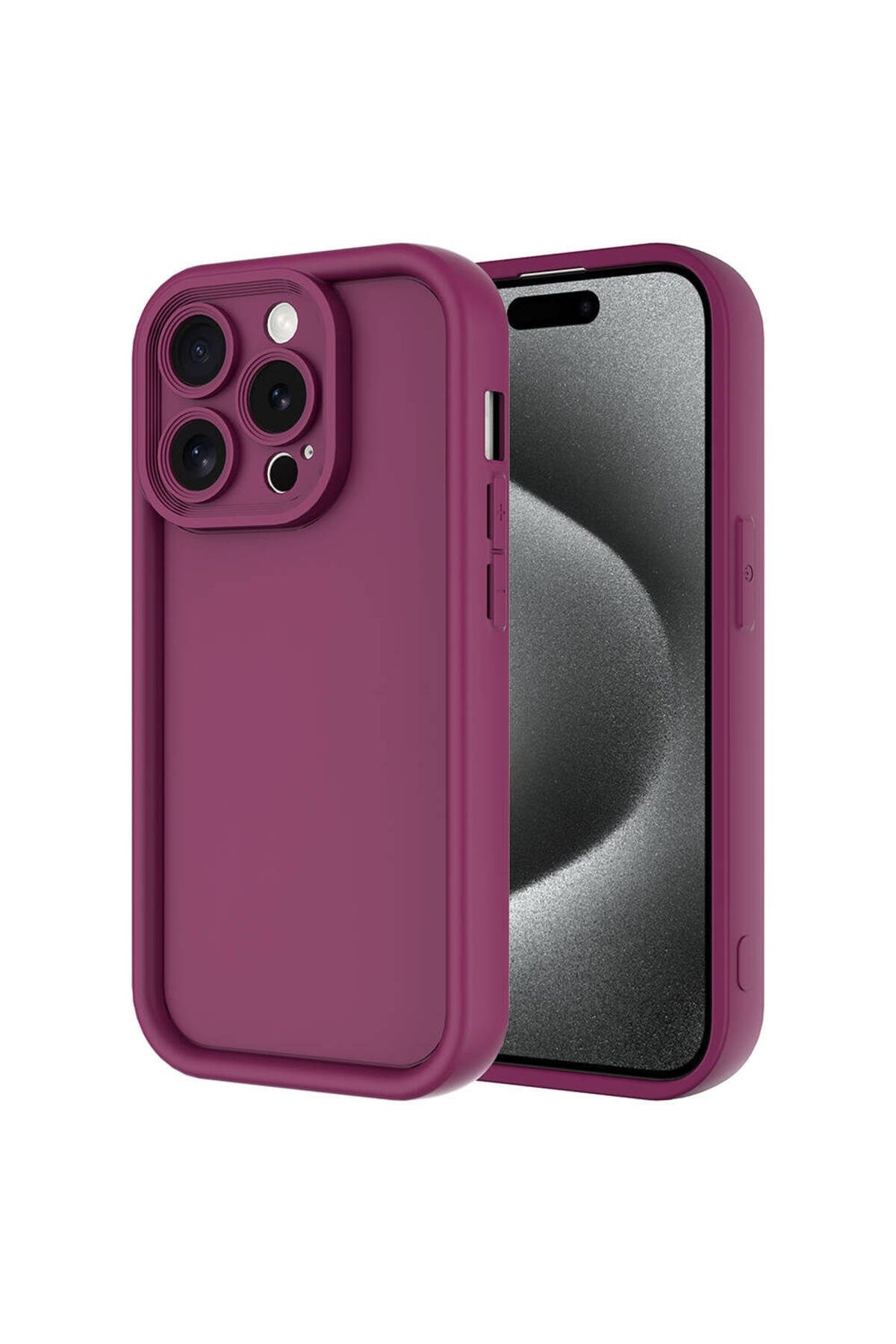 iPhone 15 Pro Max Kılıf Kamera Korumalı NVTH Ananas Kapak - Mürdüm