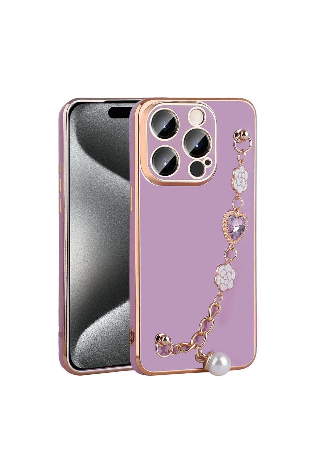 iPhone 15 Pro Max NVTH El Tutamaçlı Kamera Korumalı NVTH Taka Silikon Kılıf-Mor