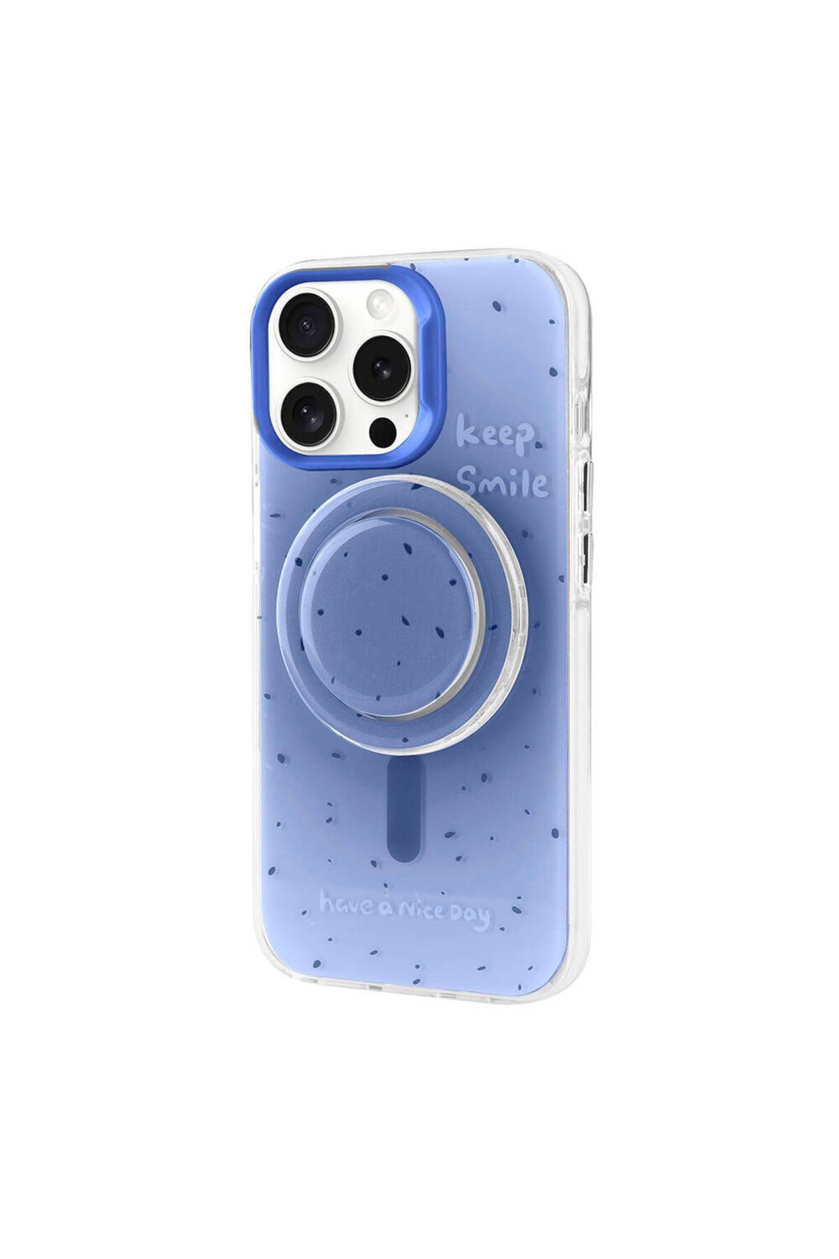 iPhone 15 Pro NVTH Magsafe Şarj Özellikli Tak-Çıkar Pop Soketli NVTH Tiktok Kılıf-Mavi