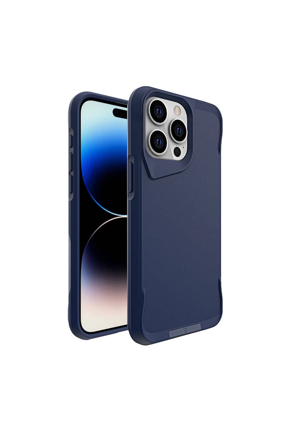 iPhone 15 Pro Uyumlu NVTH AiHTTg Kenarlı T-Max Mat Standlı Kılıf-Lacivert