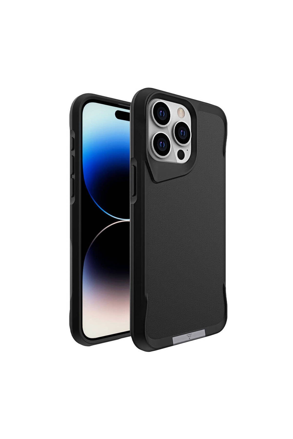 iPhone 15 Pro Uyumlu NVTH AiHTTg Kenarlı T-Max Mat Standlı Kılıf-Siyah