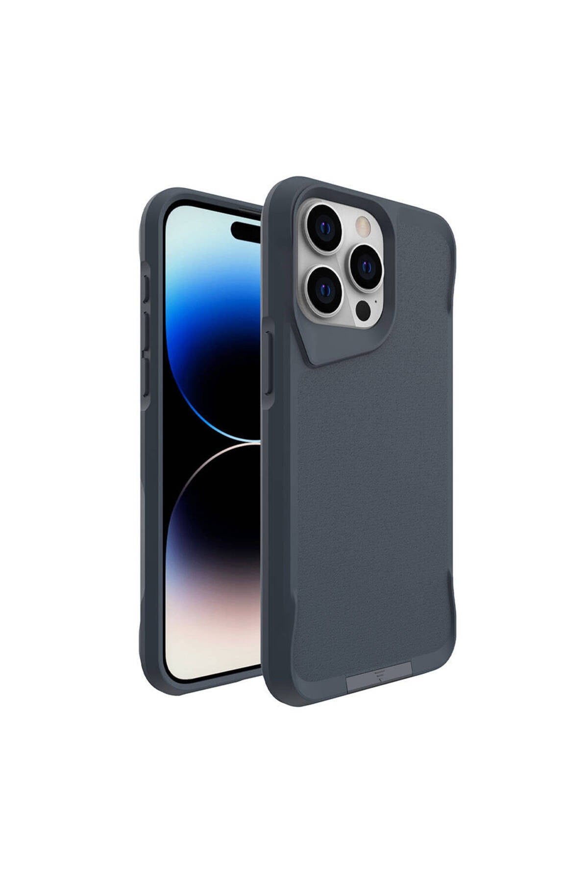 iPhone 15 Pro Uyumlu NVTH AiHTTg Kenarlı T-Max Mat Standlı Kılıf-Gri