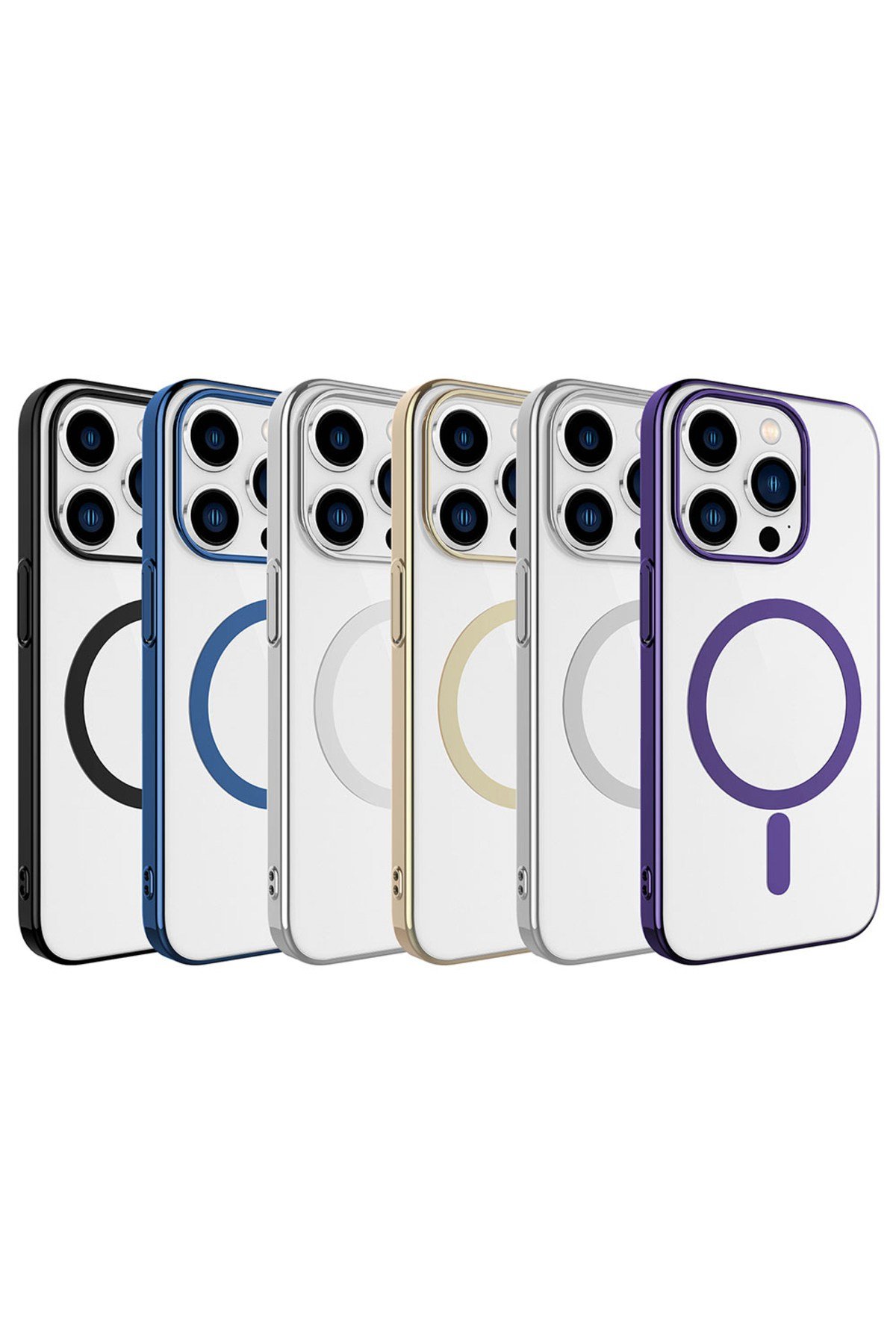 iPhone 15 Pro Uyumlu NVTH Wireless Şarj Özellikli Pixel Magsafe Kılıf-Mavi