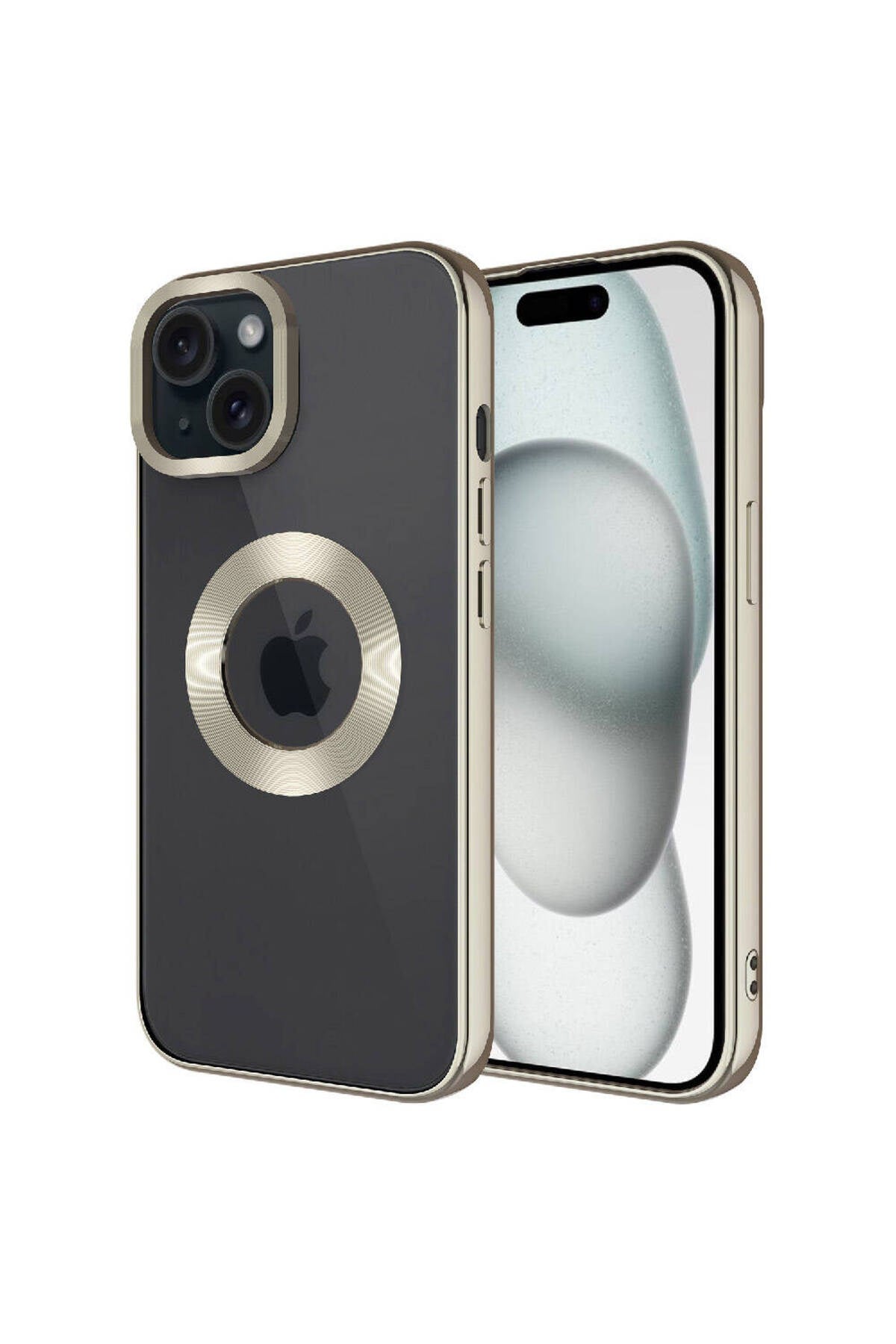iPhone 15 Uyumlu Kamera Korumalı Logo Gösteren NVTH Omega Kılıf-Titanyum