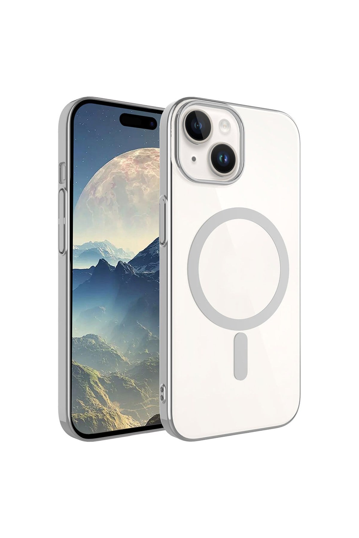 iPhone 15 Uyumlu NVTH Wireless Şarj Özellikli Pixel Magsafe Kılıf-Koyu Gri