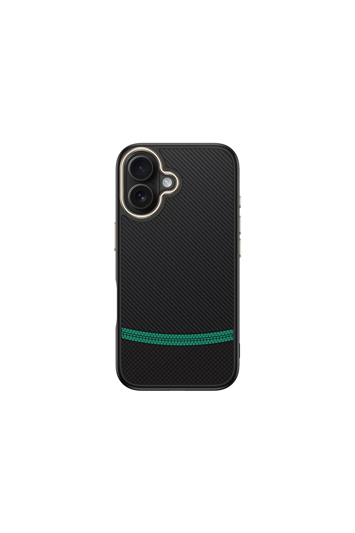 iPhone 16 Plus Kılıf M-safe Şarj Özellikli Karbon Fiber Görünümlü NVTH Antina Kapak - Siyah-Yeşil