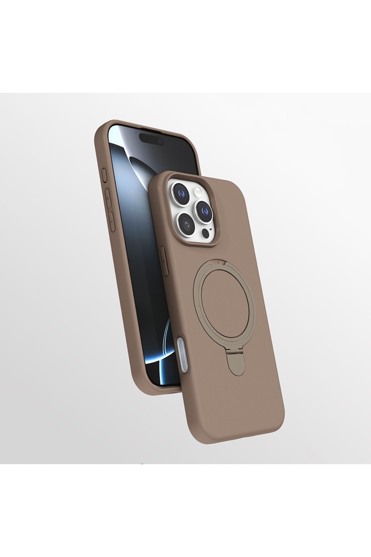 iPhone 16 Pro Kılıf M-safe Şarj Özellikli Standlı NVTH Samara Kapak - Desert Gold