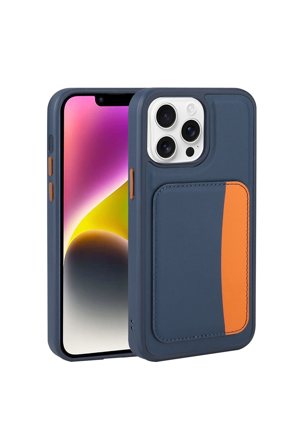 iPhone 16 Pro Max Kılıf Kartlıklı NVTH X-Kart Silikon Kapak - Lacivert