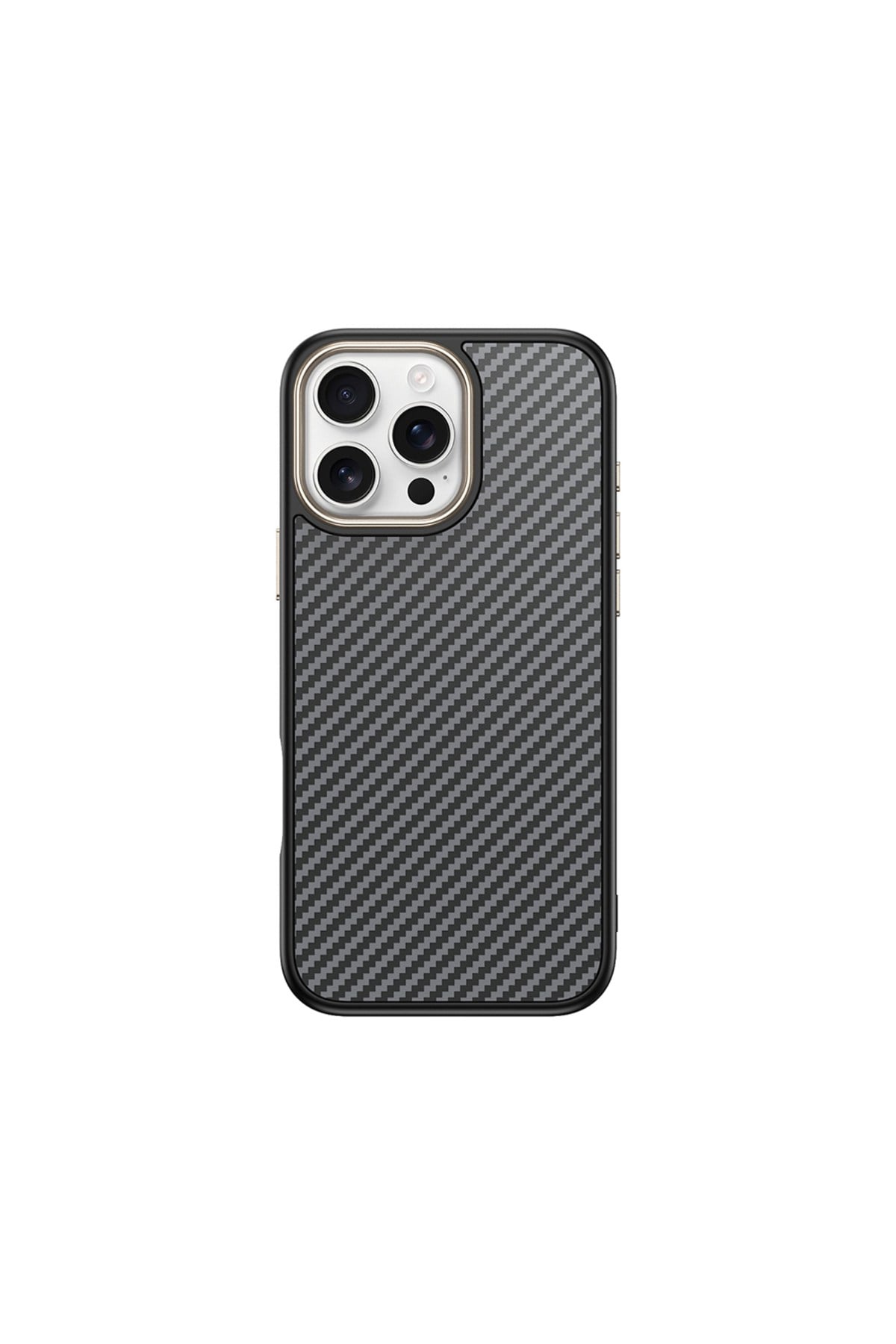 iPhone 16 Pro Max Kılıf M-safe Şarj Özellikli Karbon Fiber Görünümlü NVTH Antina Kapak - Gri