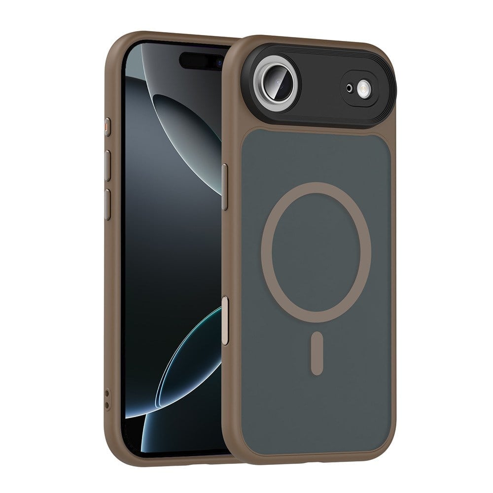 iPhone 17 Air Kılıf Mat Arka Yüzey Wireless Şarj Özellikli NVTH Flet M-safe Kapak - Desert Titanyum
