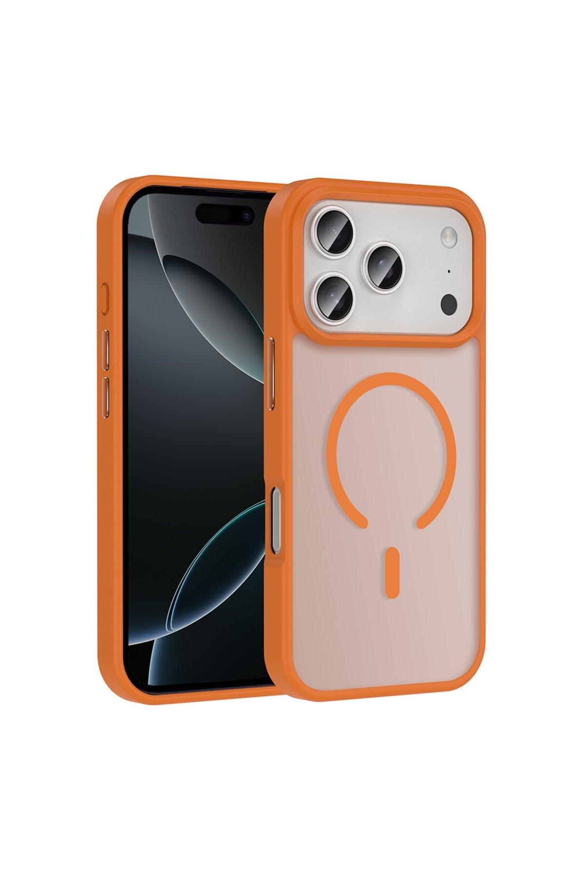 iPhone 17 Pro Kılıf M-safe Şarj Özellikli Mat Arka Yüzey NVTH Sio Kapak - Turuncu