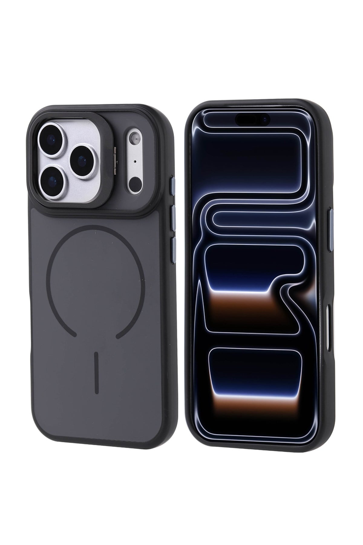 iPhone 17 Pro Kılıf M-safe Şarj Özellikli Kamera Standlı NVTH Notron Kapak - Siyah