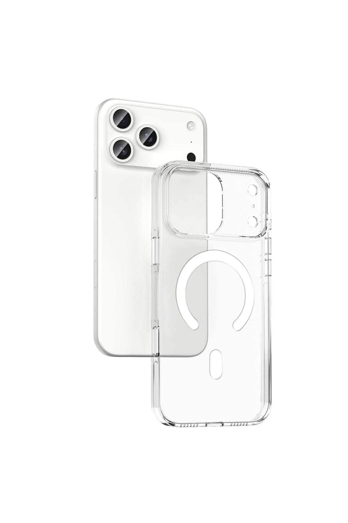 iPhone 17 Pro Max Kılıf M-safe Şarj Özellikli Kamera Korumalı NVTH Kripto Kapak - Şeffaf