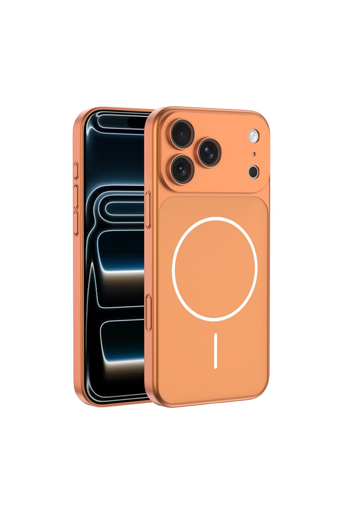 iPhone 17 Pro Max Kılıf NVTH M-Safe Şarj Özellikli Kamera Korumalı Spark Kapak - Turuncu