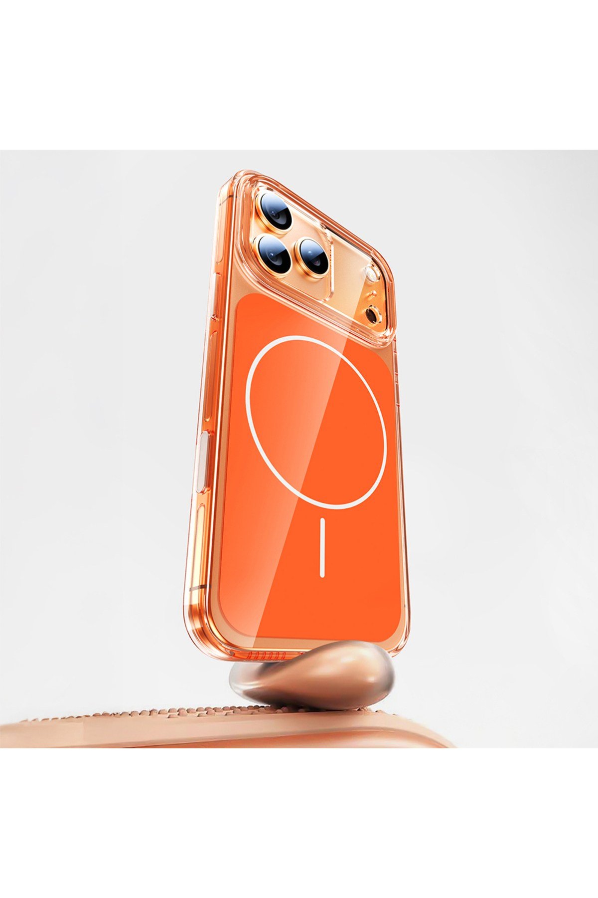 iPhone 17 Pro Max Kılıf NVTH M-safe Şarj Özellikli Şeffaf Kamera Kontrol Butonlu Lugano Kapak - Turu