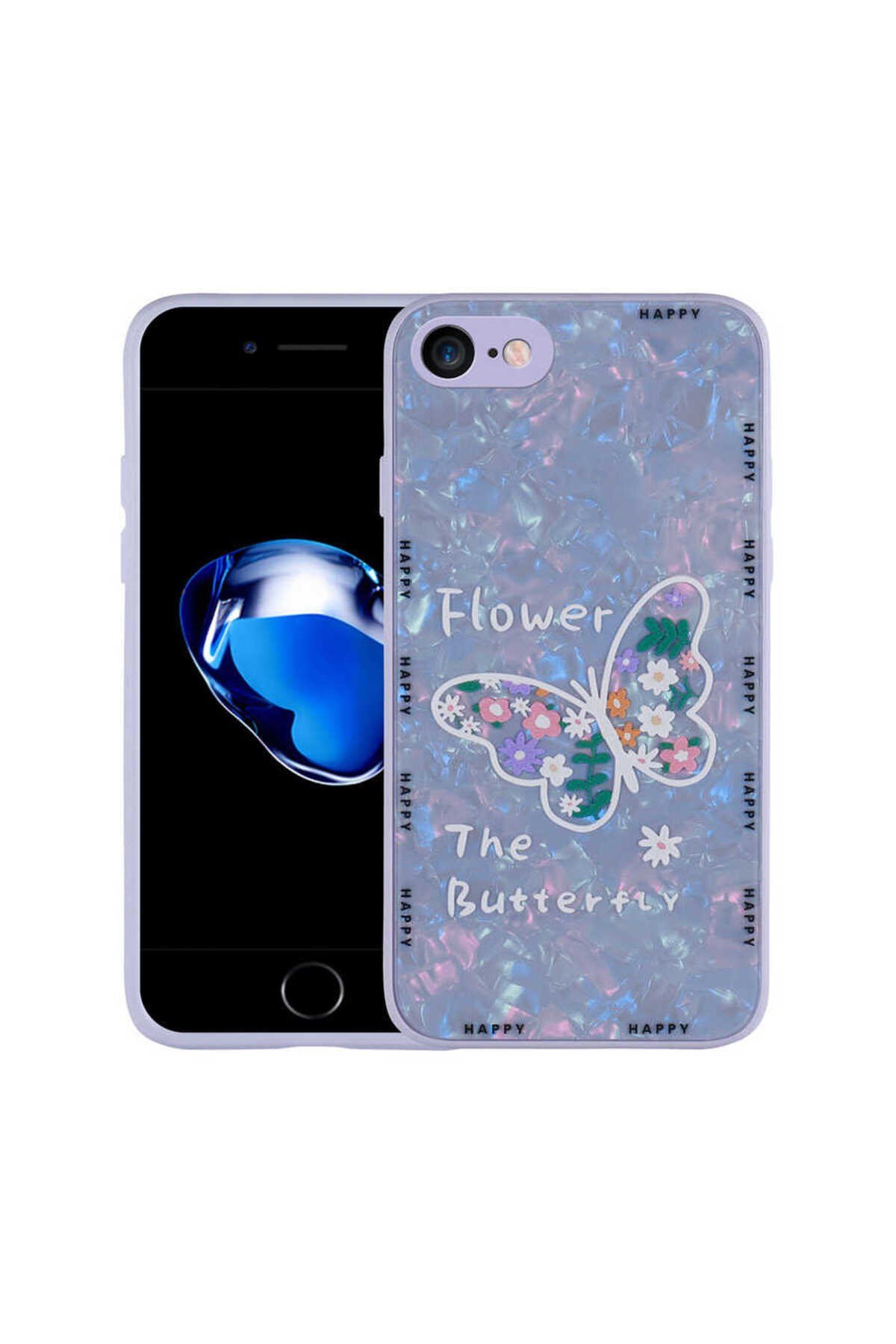 iPhone 7 Kılıf Desenli Sert Silikon NVTH Mumila Kapak - Lilac Flower