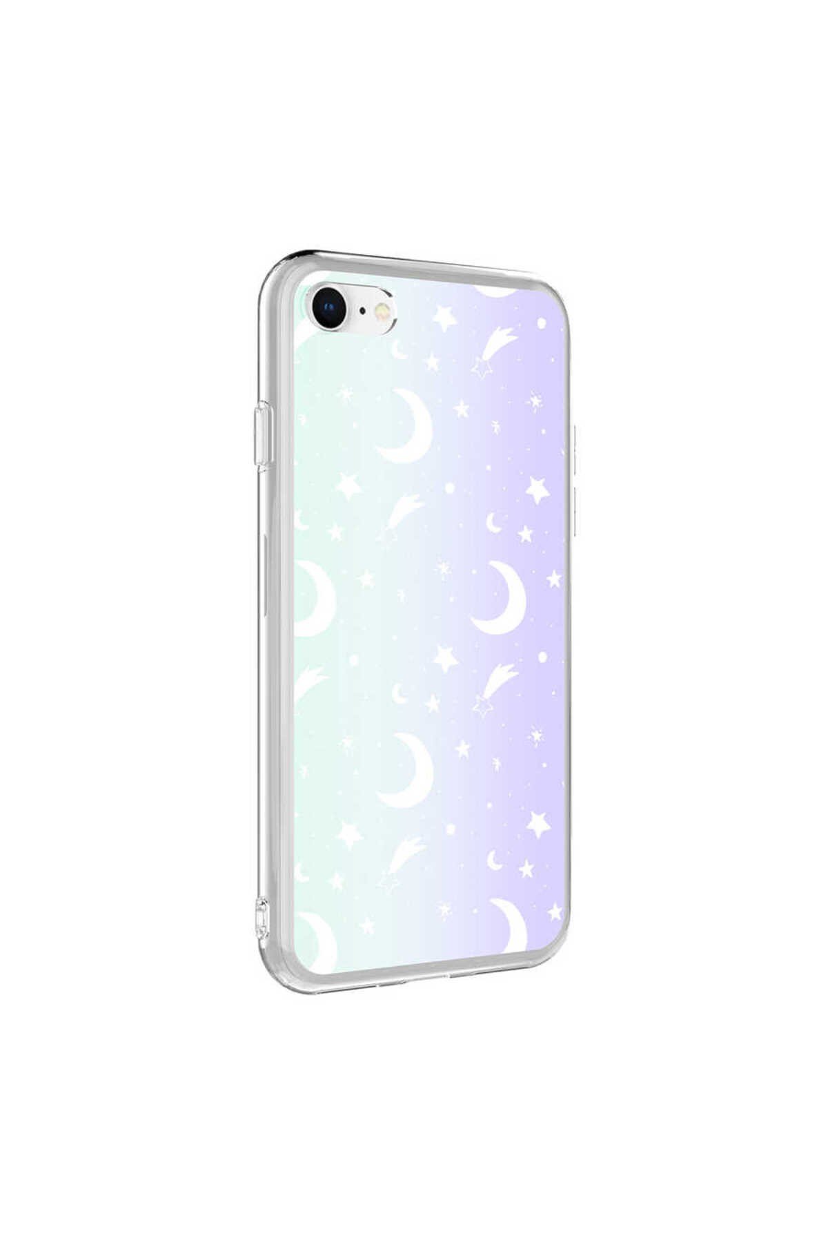 iPhone 7 Kılıf NVTH M-Blue Desenli Kapak - Moon No4