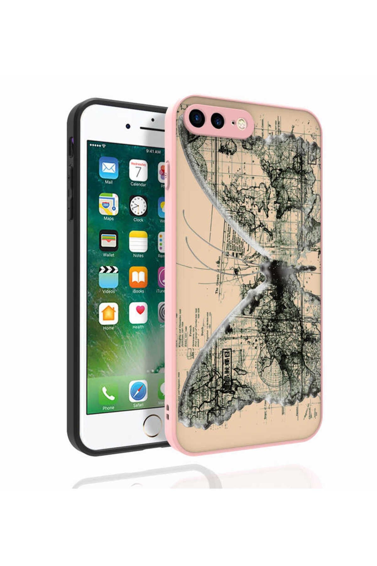 iPhone 8 Plus Kılıf Desenli Kamera Korumalı Parlak NVTH Nora Kapak - NO4