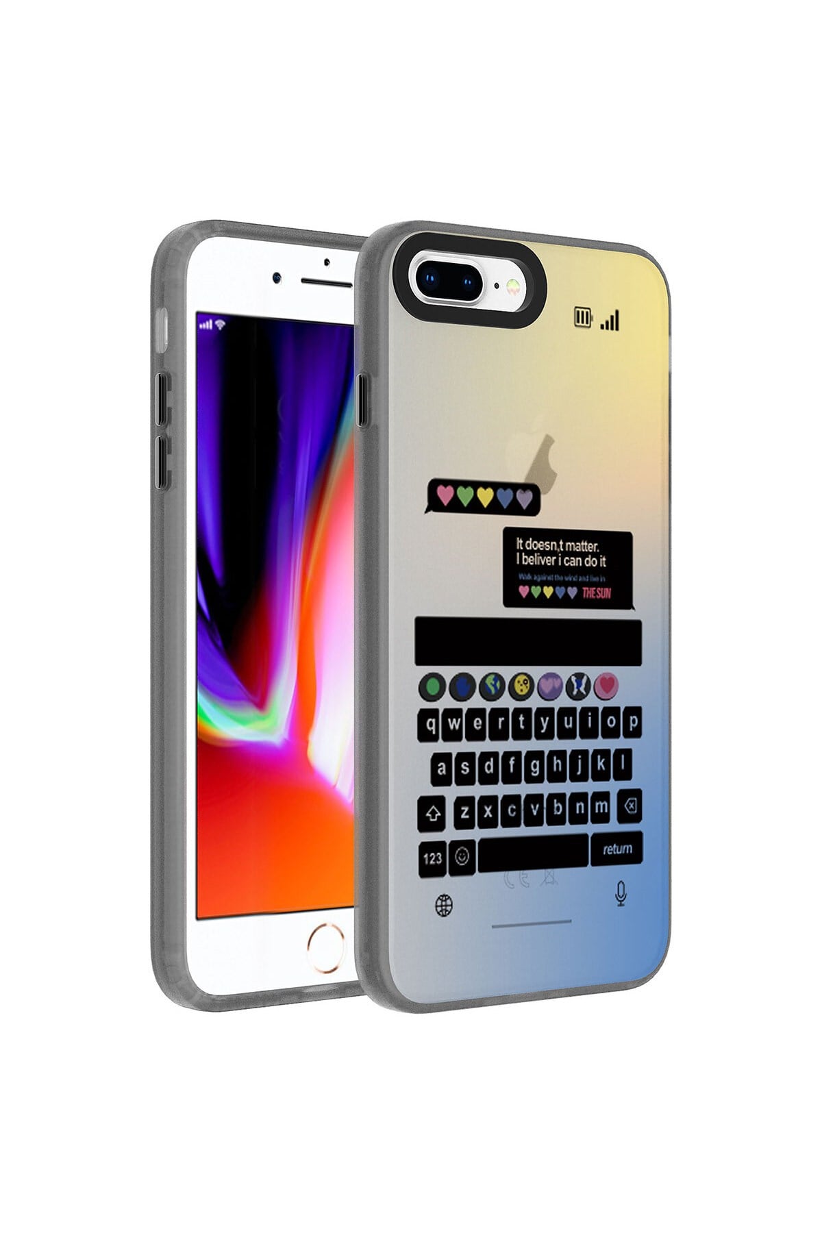 iPhone 8 Plus Kılıf Desenli NVTH Dragon Sert Kapak - Klavye