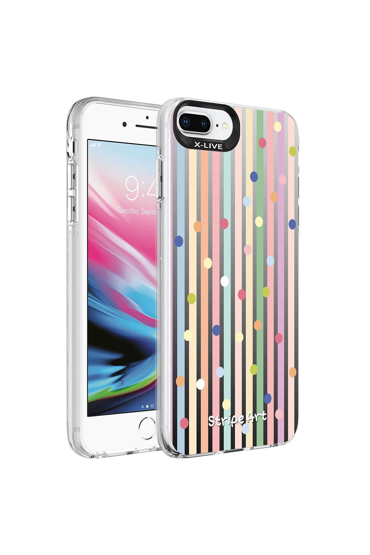 iPhone 8 Plus Kılıf Desenli NVTH Silver Sert Kapak - Noktalar