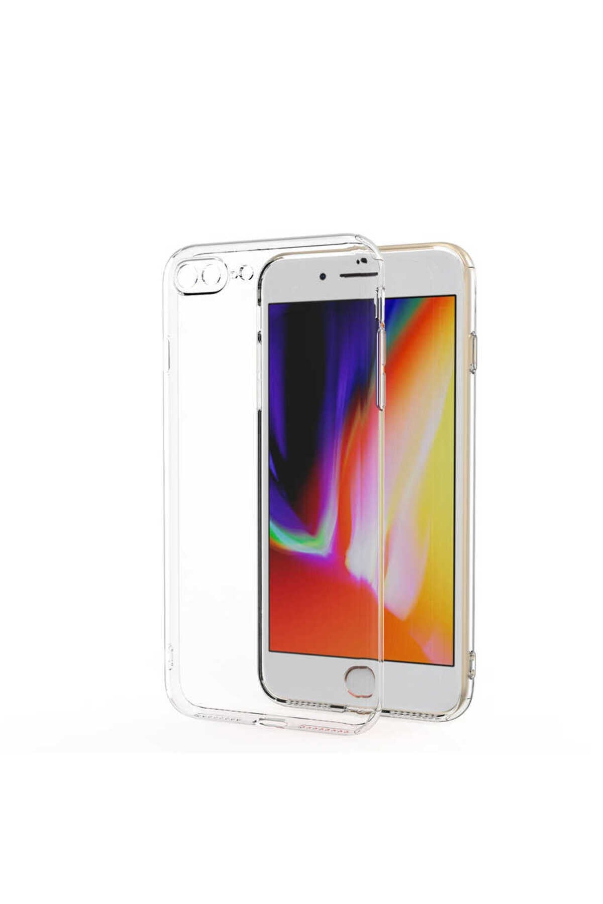 iPhone 8 Plus Kılıf NVTH Kamera Korumalı Süper Silikon Kapak - Renksiz