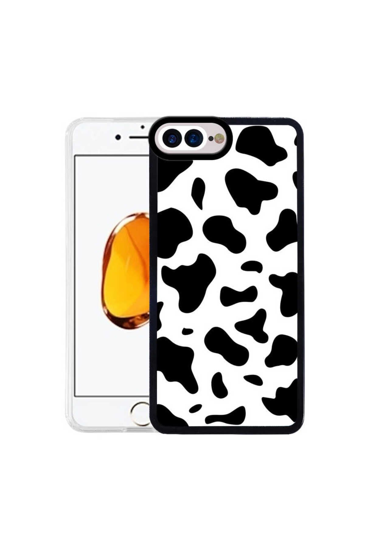 iPhone 8 Plus Kılıf NVTH M-Fit Desenli Kapak - Cow No1