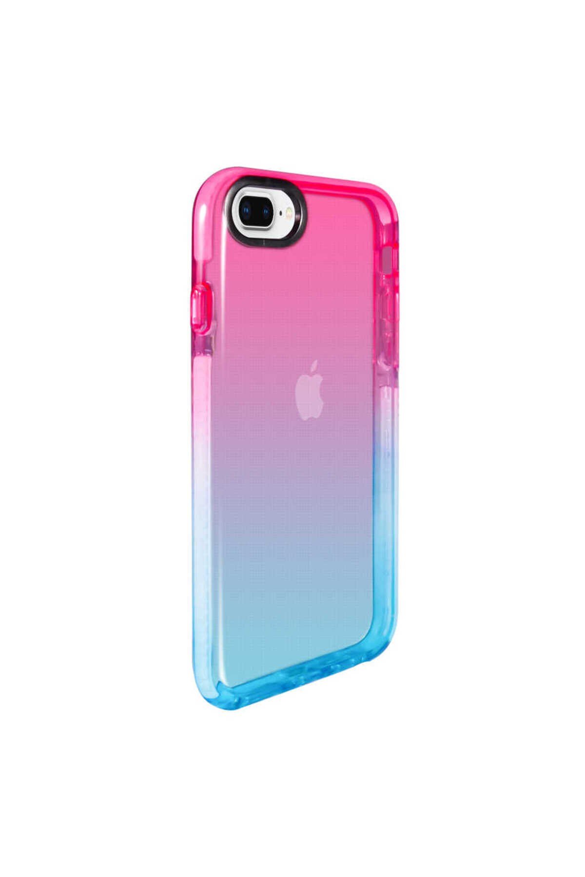 iPhone 8 Plus Kılıf NVTH Renkli Punto Kapak - Pembe-Mavi
