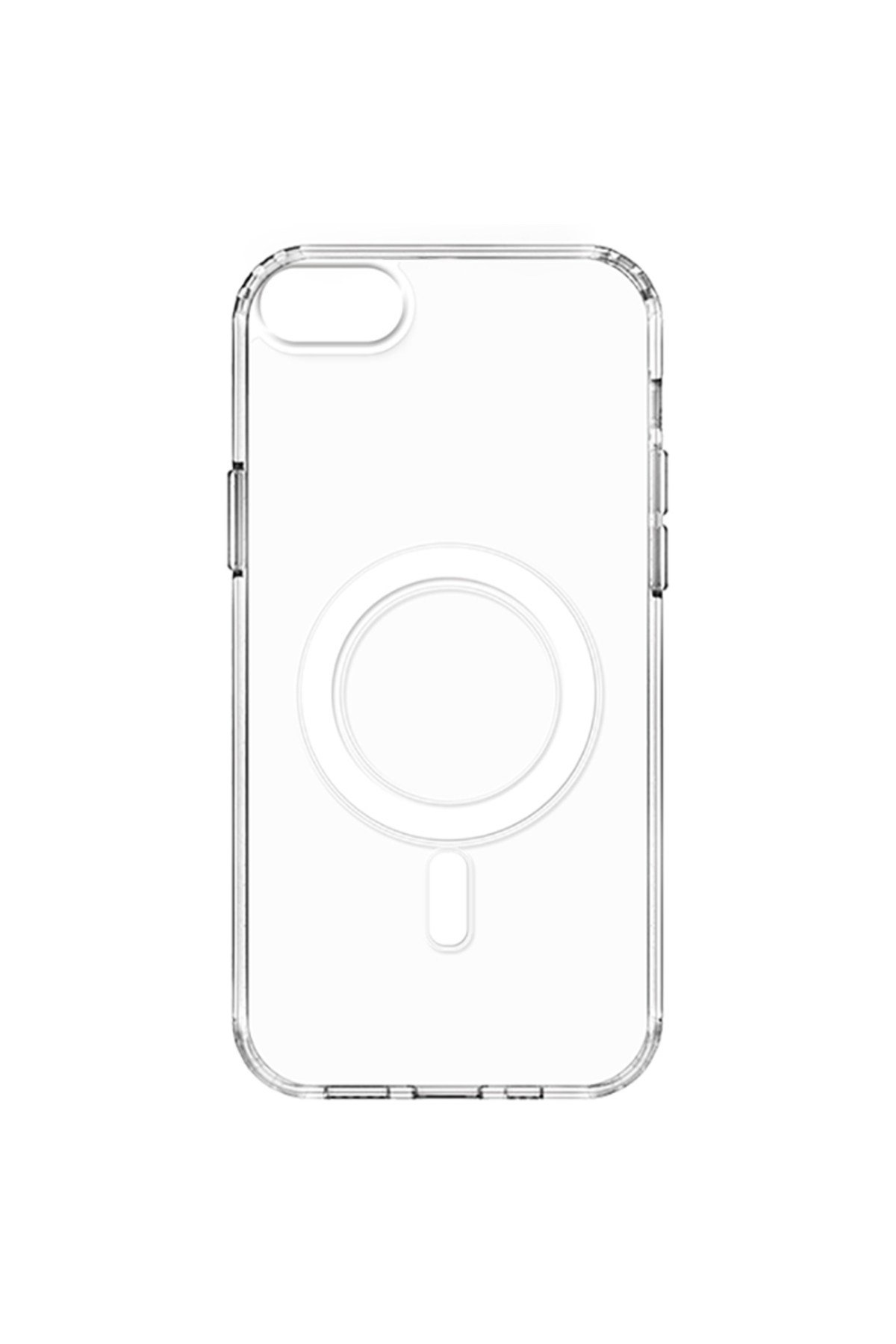 iPhone SE 2022 Uyumlu Magsafe Şarj Özellikli Şeffaf Sert PC NVTH Embos Kılıf-Renksiz