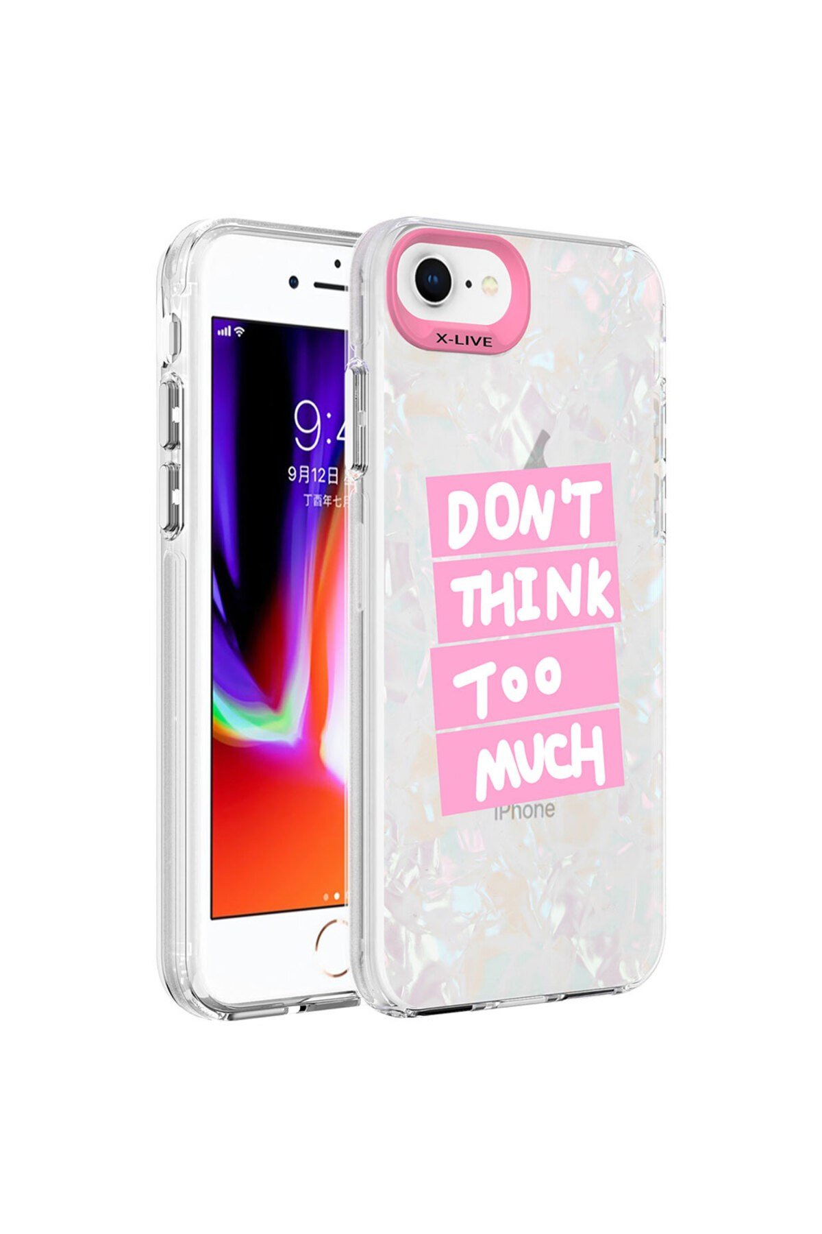 iPhone SE 2022 Uyumlu Mermer Desenli NVTH Marbello Kılıf-Pembe