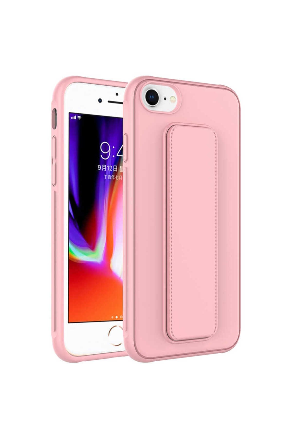 iPhone SE 2022 Uyumlu NVTH Qstand Kılıf-Pembe