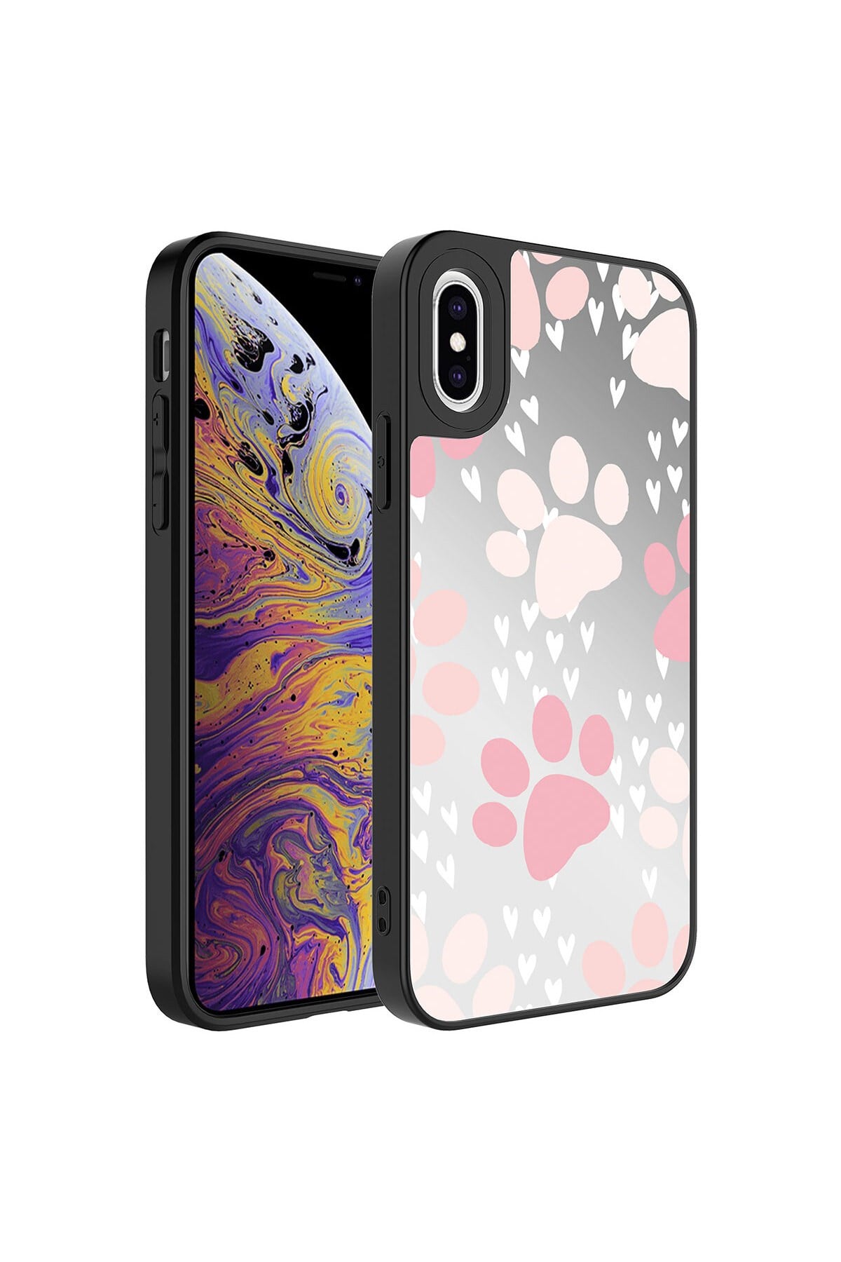 iPhone XS 5.8 Kılıf Aynalı Desenli Kamera Korumalı Parlak NVTH Mirror Kapak - Pati