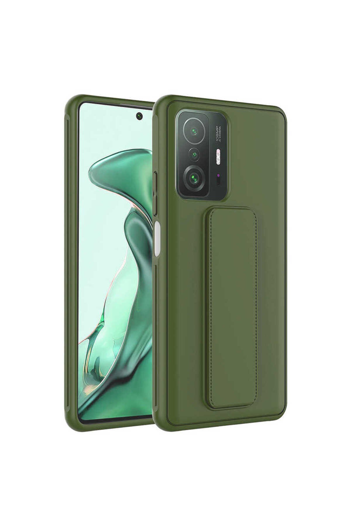 Mi 11T Pro 5G Kılıf NVTH Qstand Kapak - Koyu Yeşil