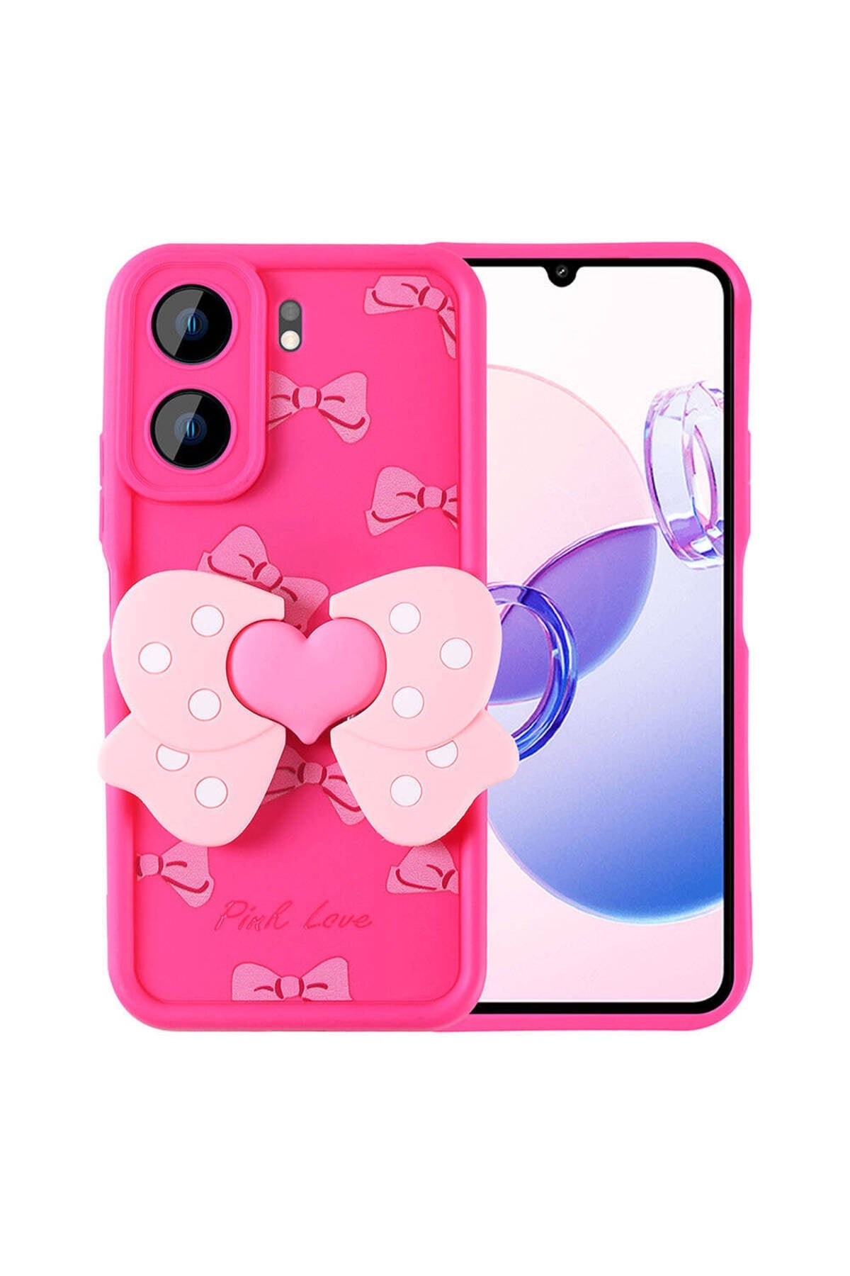 Poco C65 Kılıf Kamera Korumalı Figür Tasarımlı NVTH Kapya Kapak - Pembe Koyu