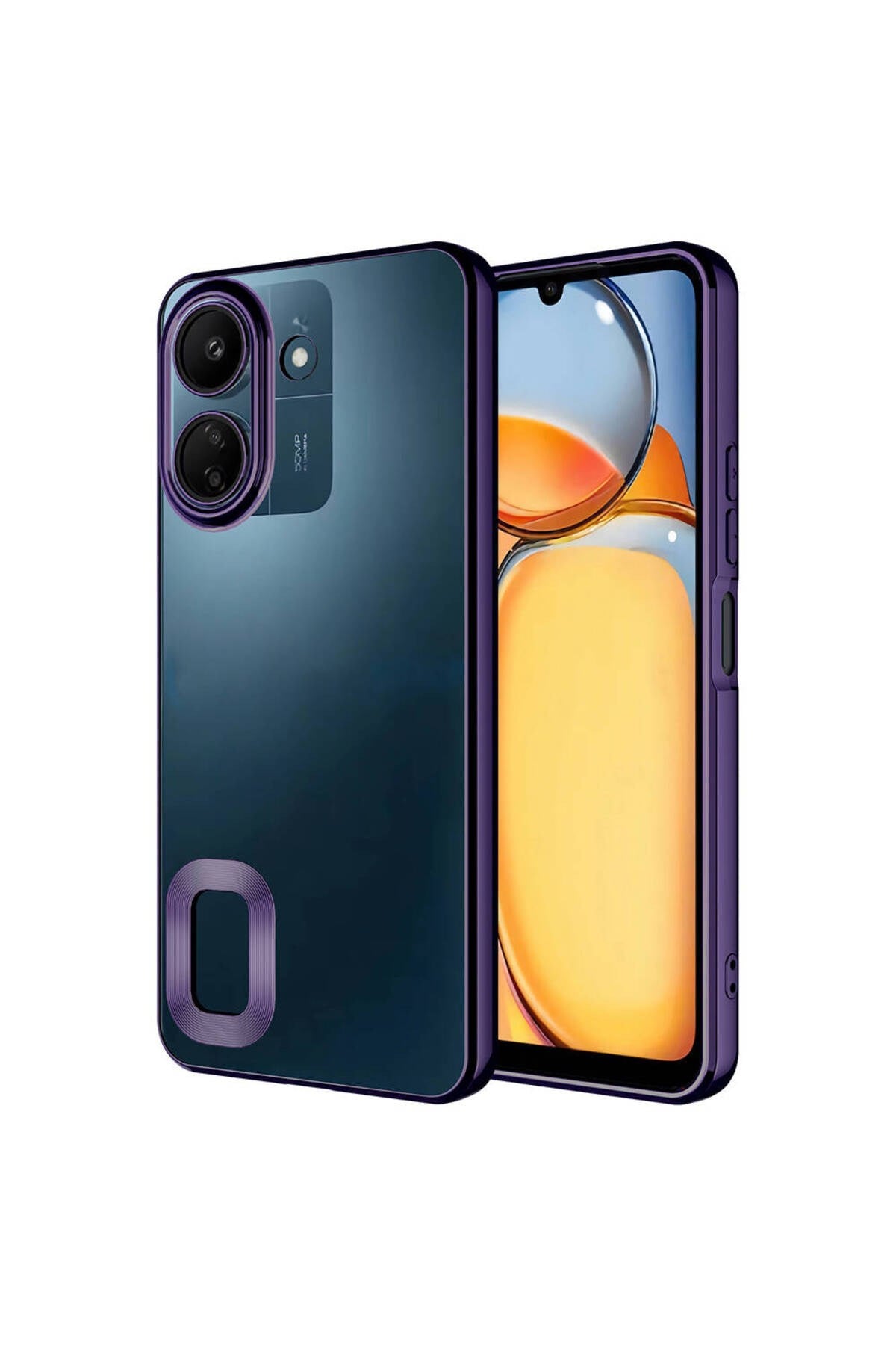 Poco C65 Kılıf Kamera Korumalı Logo Gösteren NVTH Omega Kapak-Derin Mor