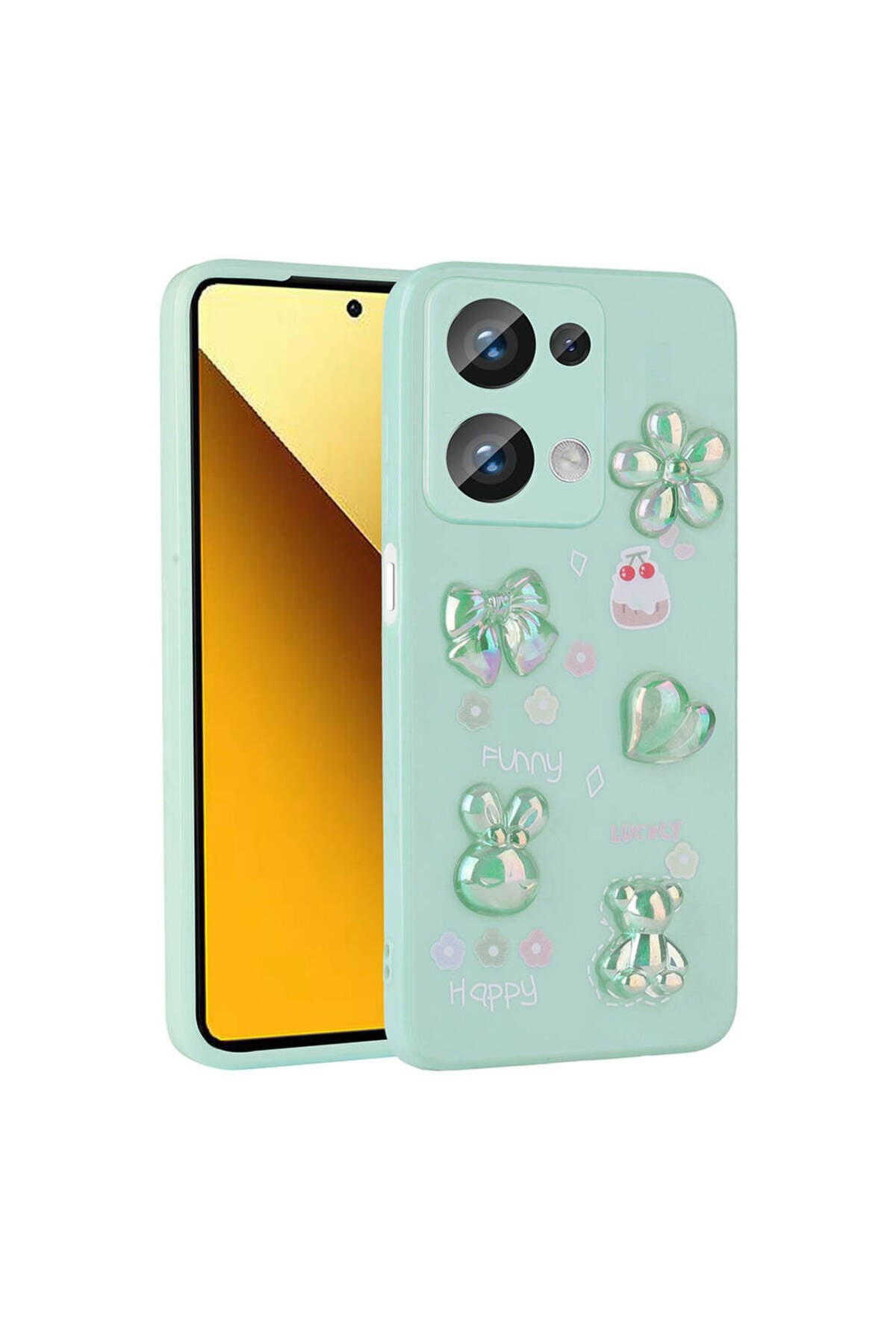 Poco M6 Pro 4G Kılıf Kabartma Figürlü Parlak NVTH Toys Silikon Kapak - Açık Yeşil