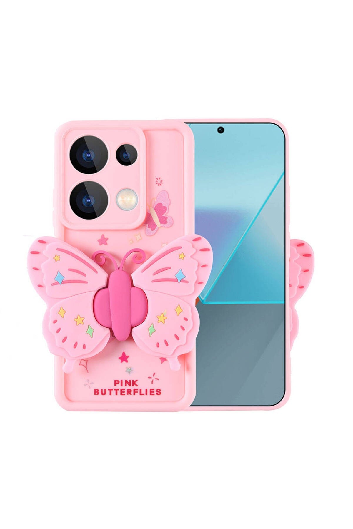Poco M6 Pro 4G Kılıf Kamera Korumalı Figür Tasarımlı NVTH Kapya Kapak - Pembe Açık