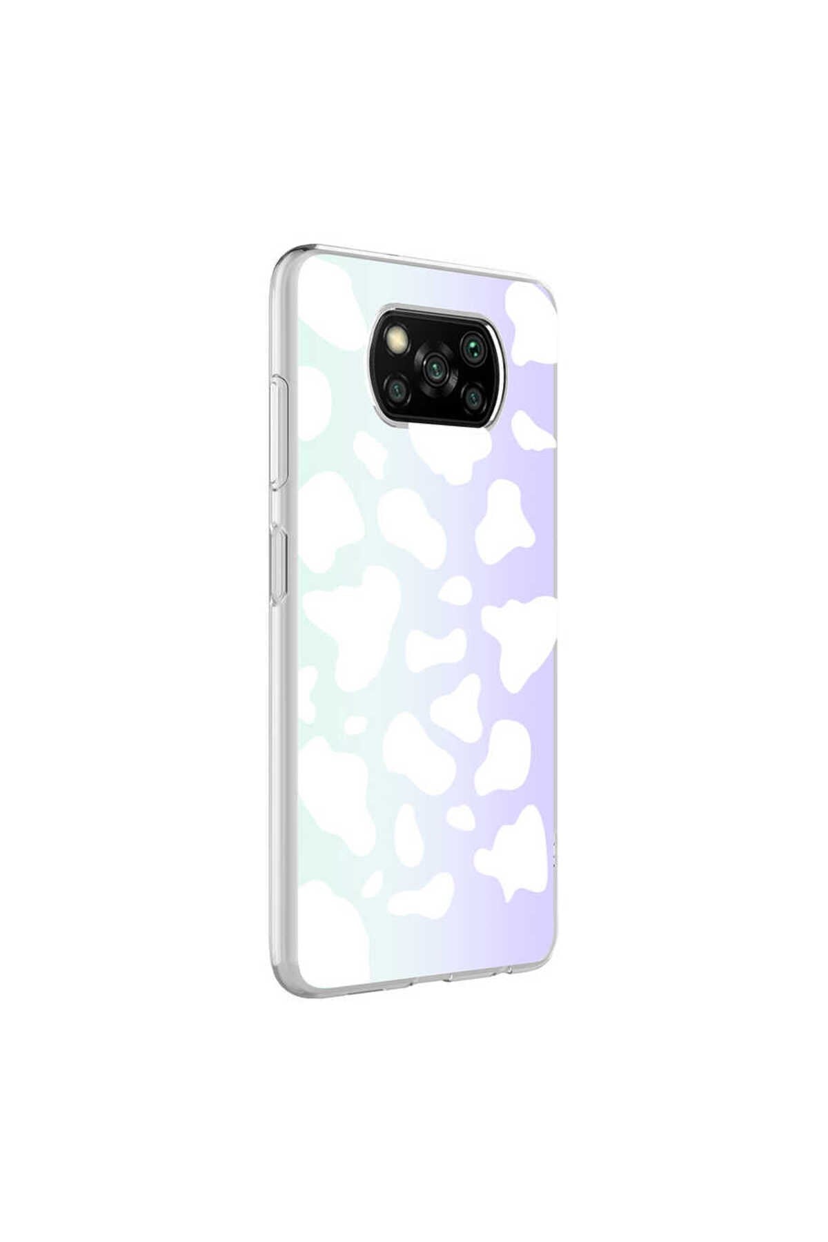 Poco X3 Kılıf NVTH M-Blue Desenli Kapak - Cow No2