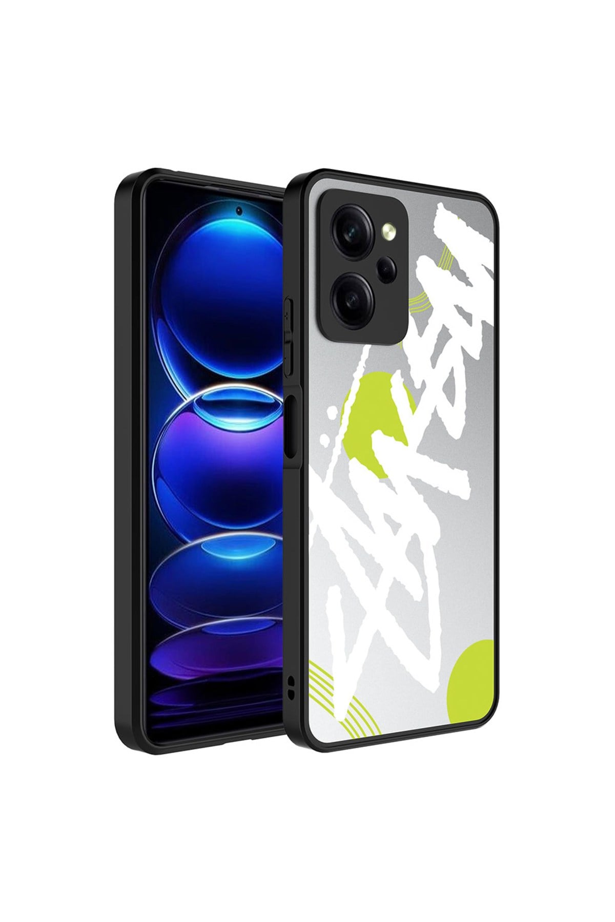 Poco X5 Pro Kılıf Aynalı Desenli Kamera Korumalı Parlak NVTH Mirror Kapak - Yazı