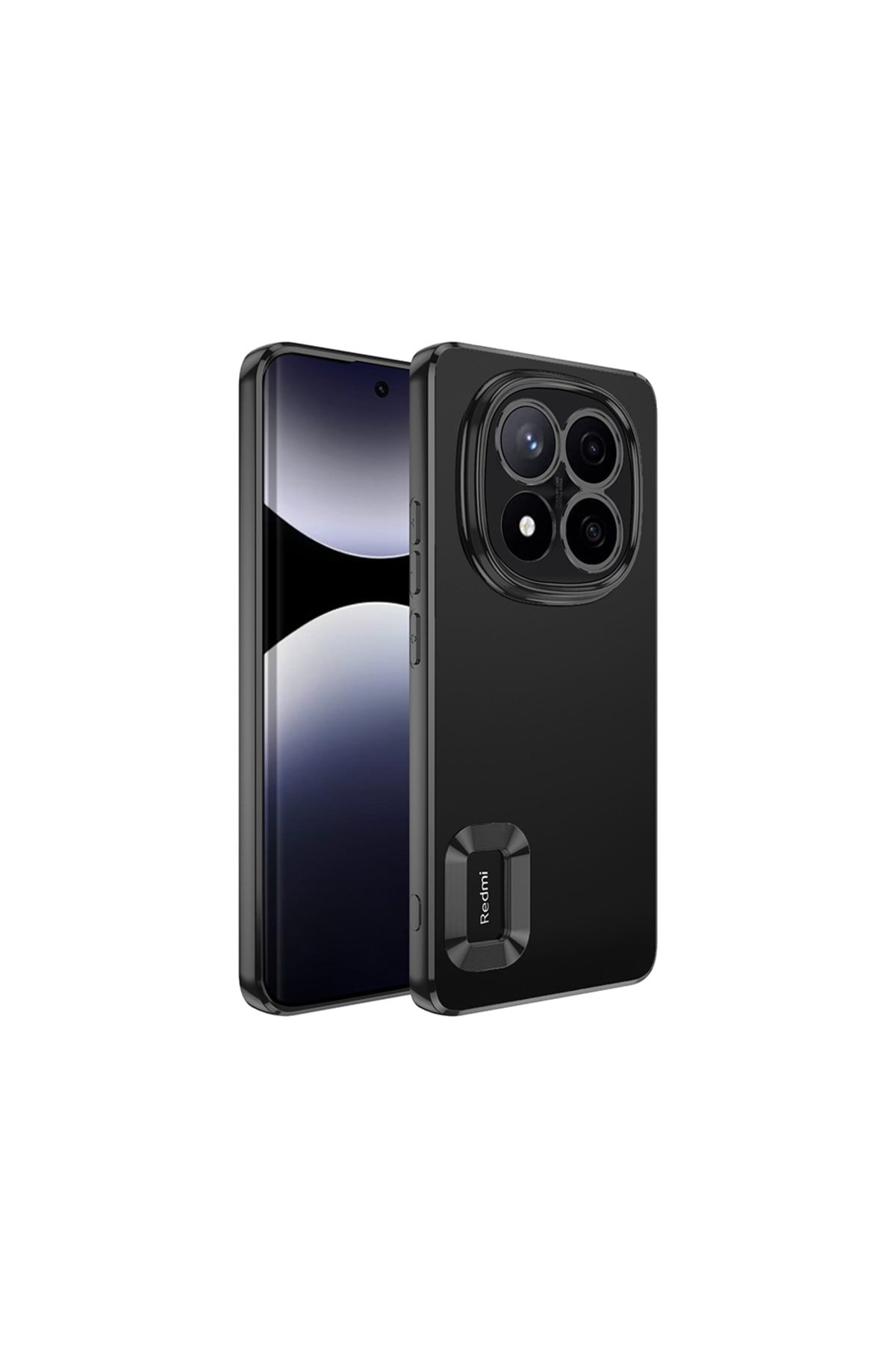 Poco X7 Kılıf Kamera Korumalı Logo Gösteren NVTH Omega Kapak - Siyah