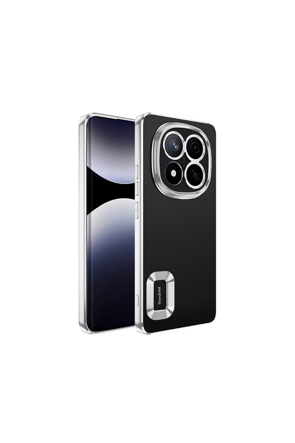 Poco X7 Kılıf Kamera Korumalı Logo Gösteren NVTH Omega Kapak - Gümüş
