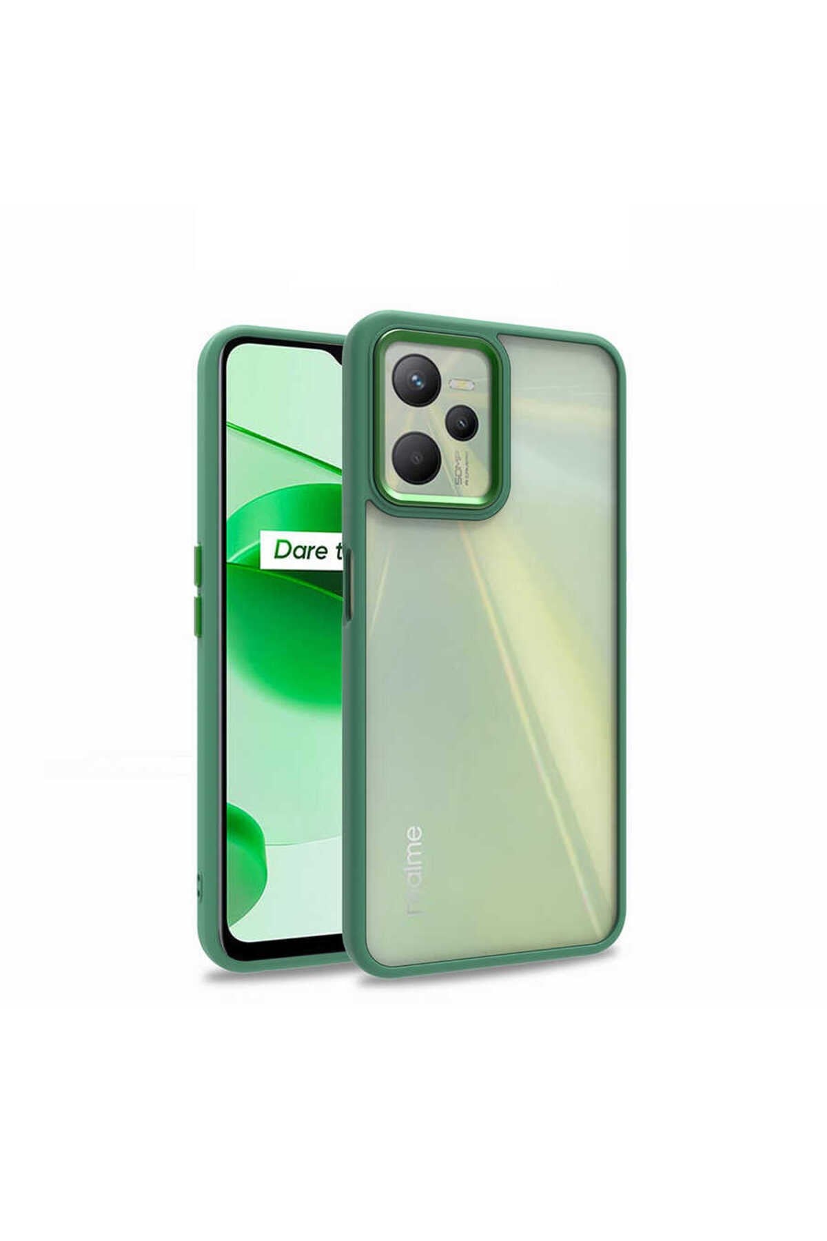Realme C35 Kılıf NVTH Flora Kapak - Yeşil
