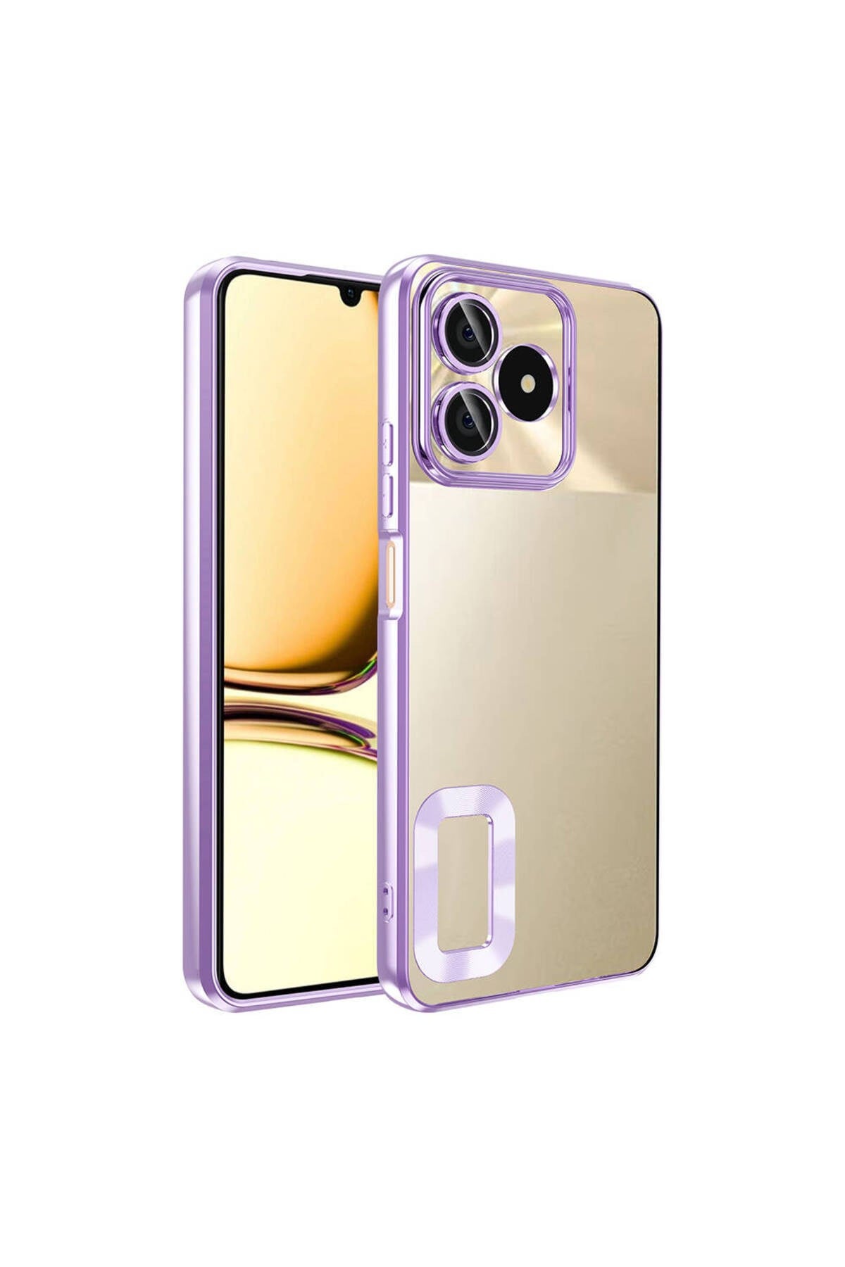 Realme C53 Kılıf Kamera Korumalı Logo Gösteren NVTH Omega Kapak - Lila