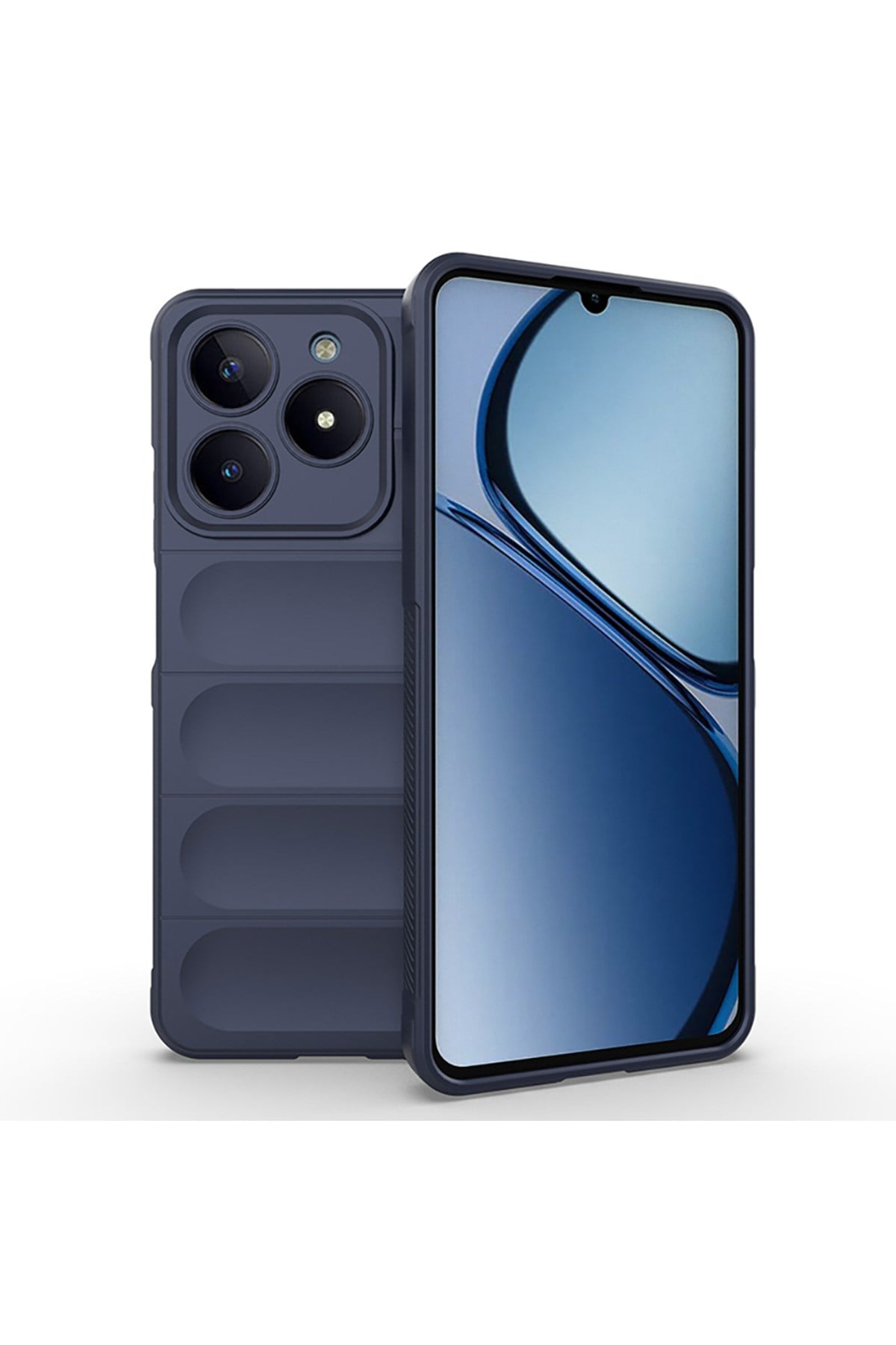 Realme C61 Kılıf Esnek TPU Oyuklu Arka Yüzey Tasarımlı NVTH Etnik Silikon Kapak - Lacivert