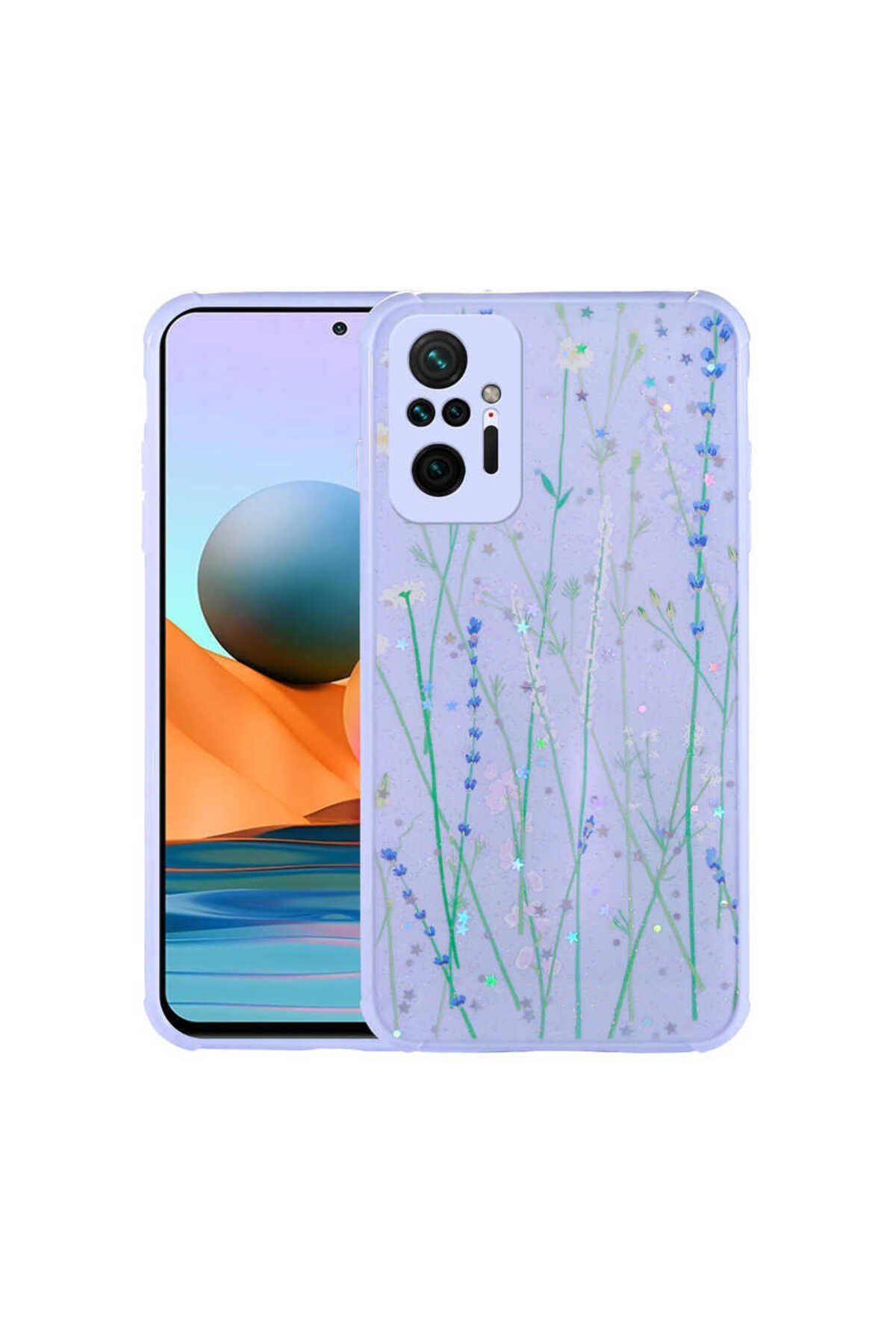 Redmi Note 10 Pro Kılıf Simli Desenli Kamera Korumalı Parlak NVTH Popy Kapak - Dallar