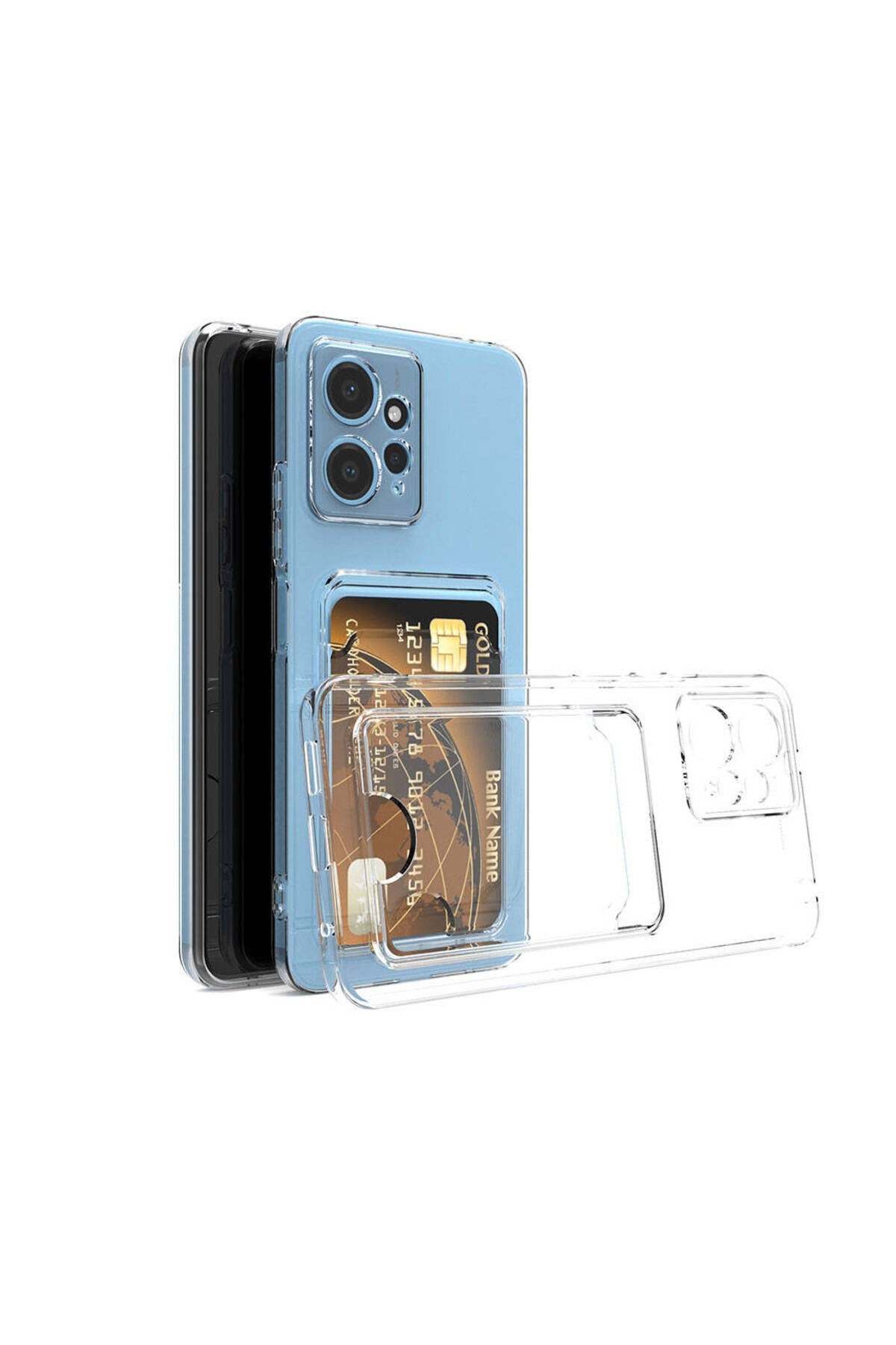 Redmi Note 12 5G Kılıf Kartlıklı Şeffaf NVTH Setra Clear Silikon Kapak - Renksiz