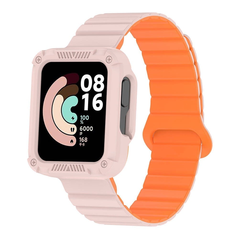 Redmi Watch 1 Silikon Kordon NVTH KRD-105 Strap Kayış-Pembe-Turuncu