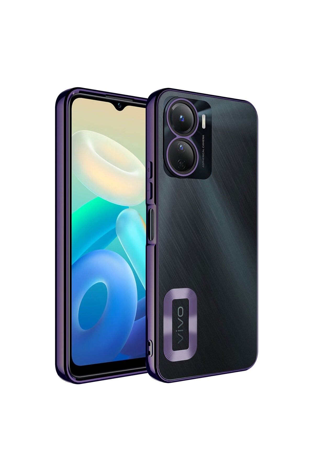 Vivo Y16 Kılıf Kamera Korumalı Logo Gösteren NVTH Omega Kapak - Derin Mor