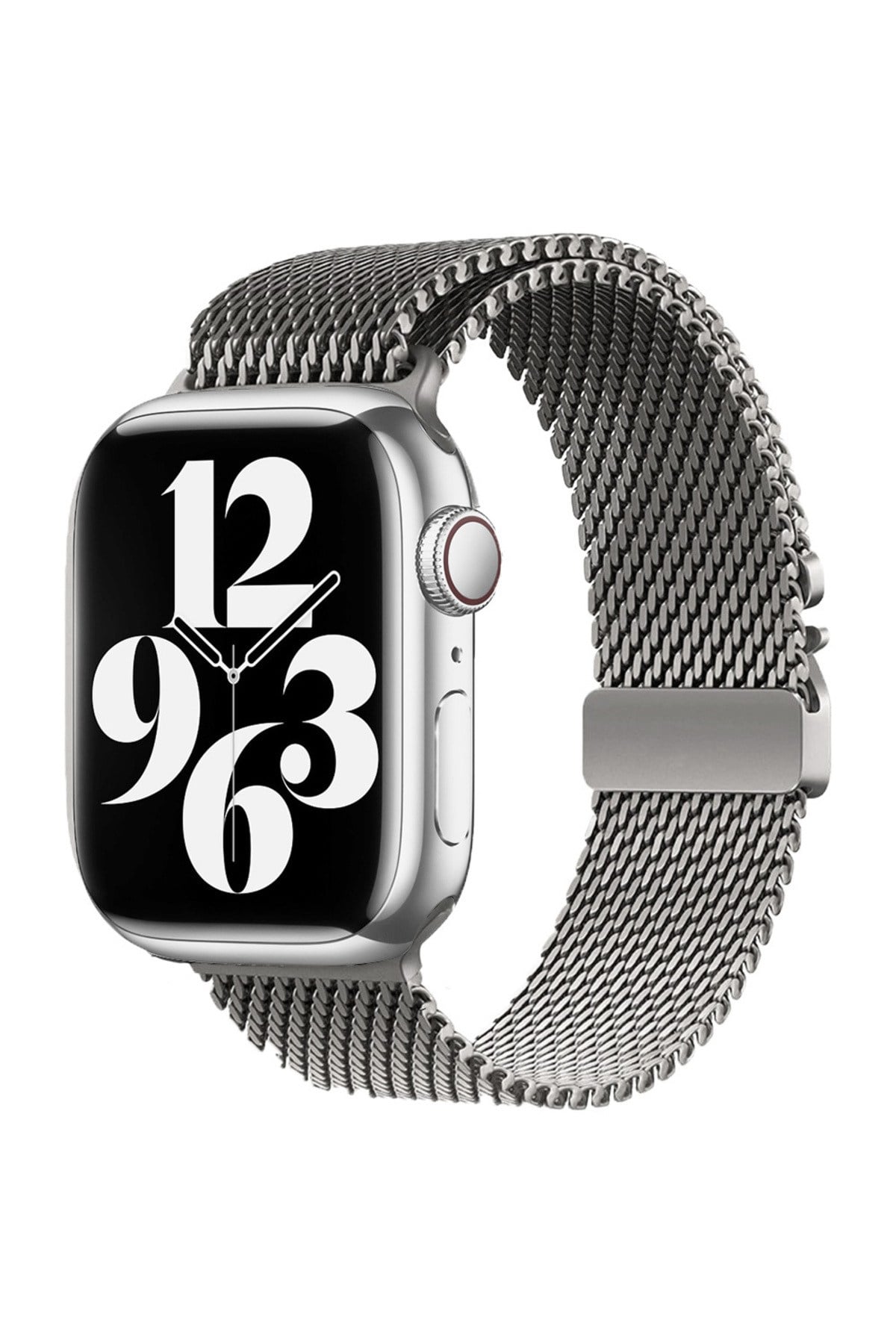 Watch 10 42mm Uyumlu NVTH KRD-121 Metal Hasır Kordon-Gri