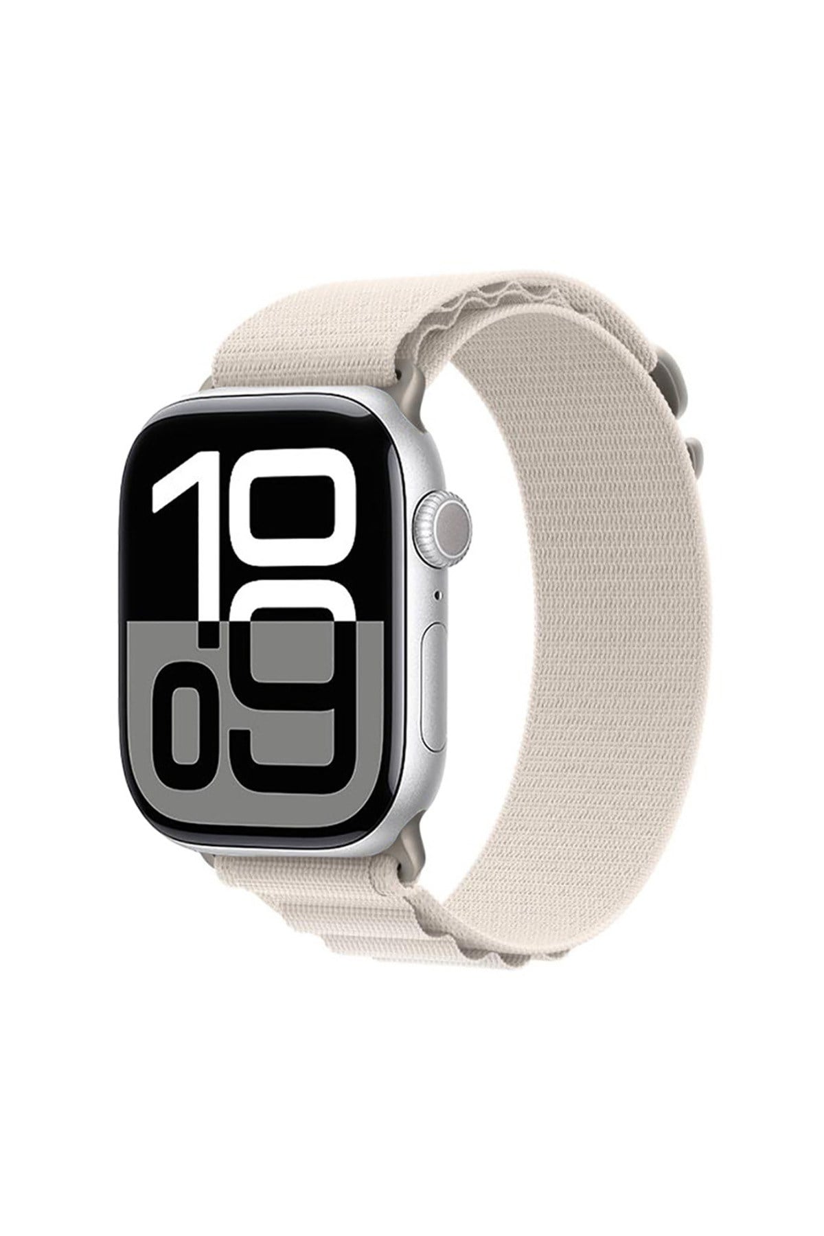 Watch 10 46mm Uyumlu NVTH KRD-74 Hasır Kordon-Beyaz